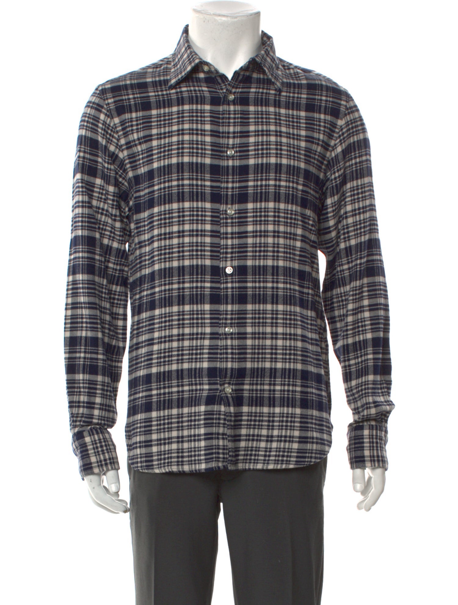Officine Generale Plaid Print Long Sleeve Shirt w/ Tags