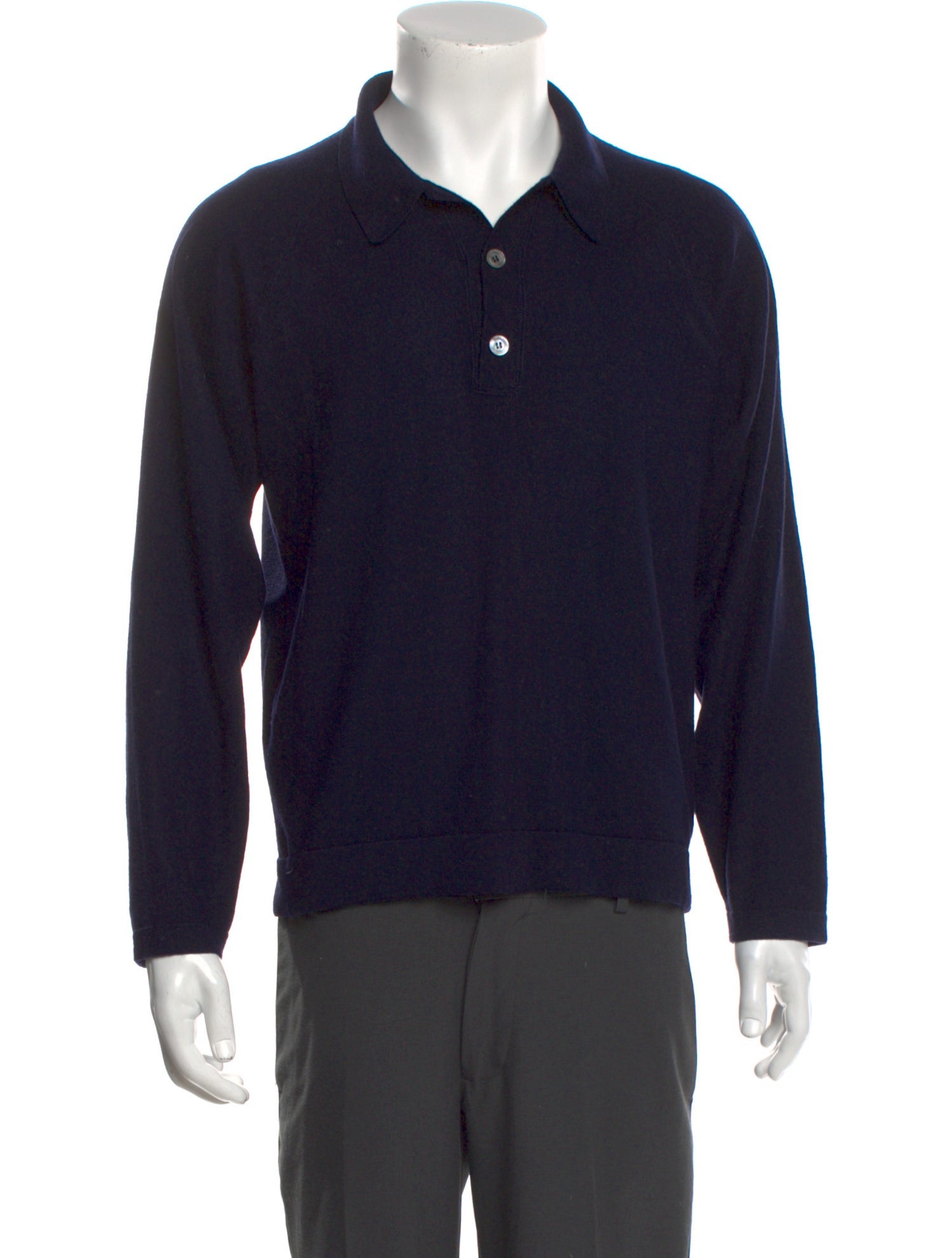 Officine Generale Virgin Wool Collar Polo Sweater