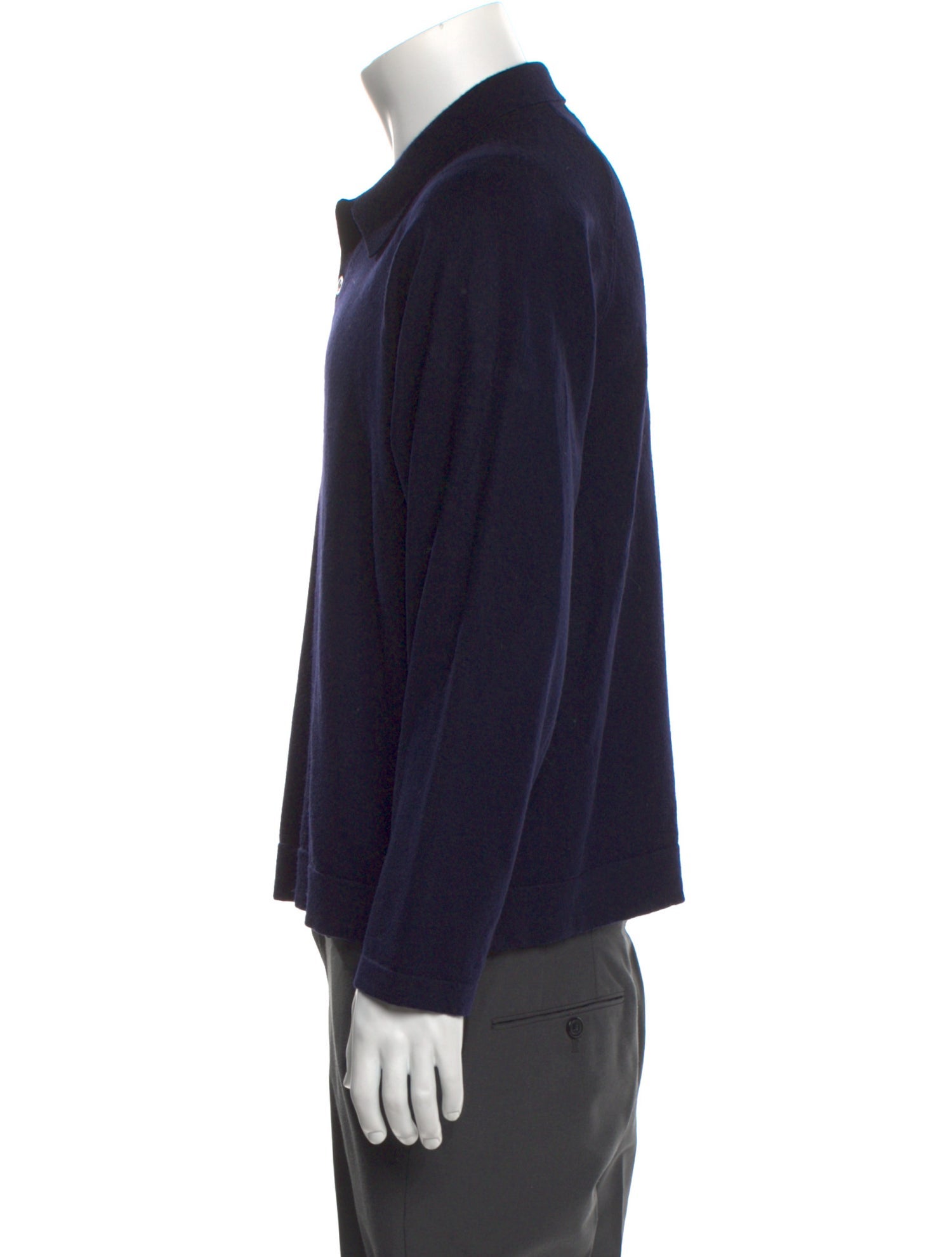 Officine Generale Virgin Wool Collar Polo Sweater