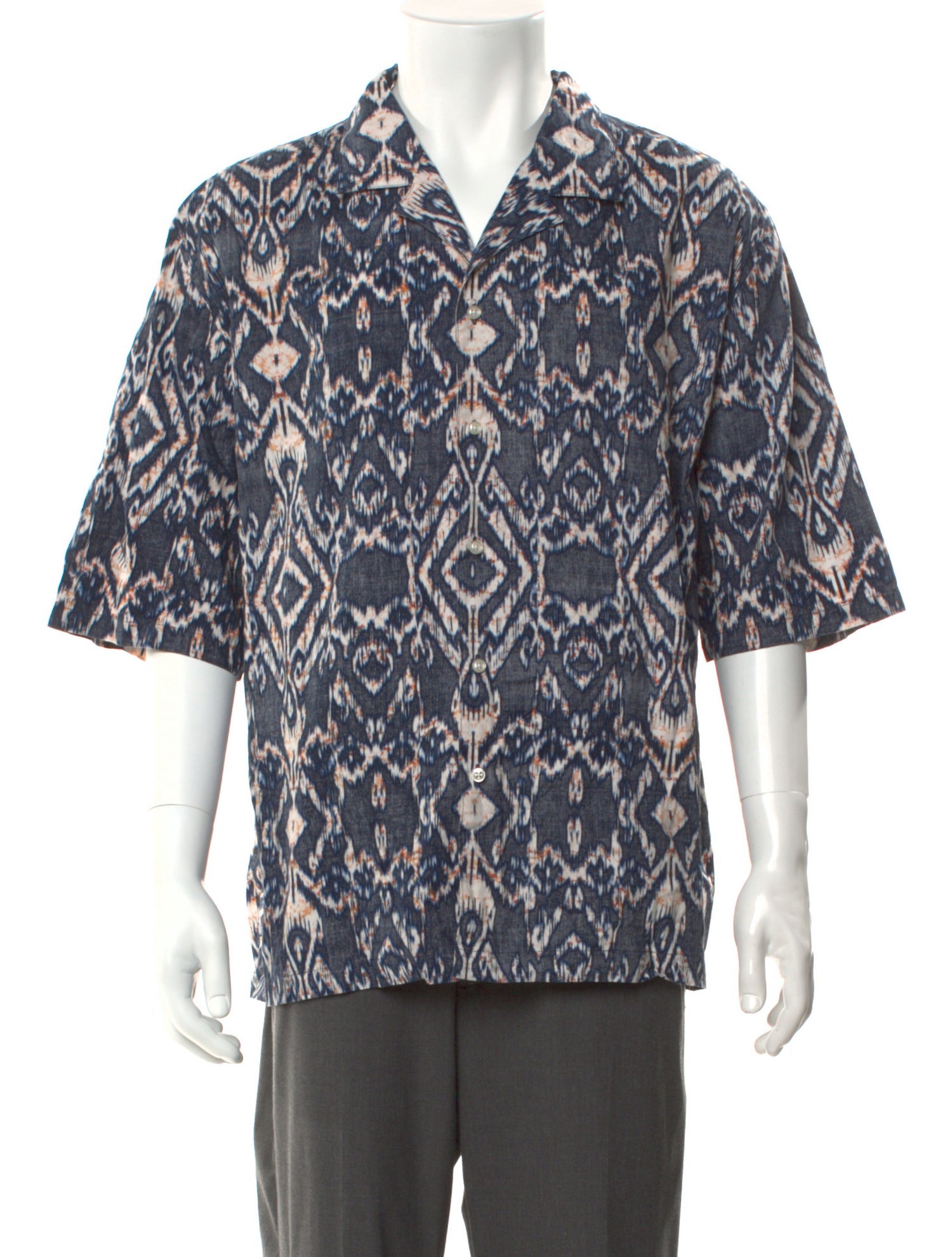 Officine Generale Printed Three-Quarter Sleeve Shirt