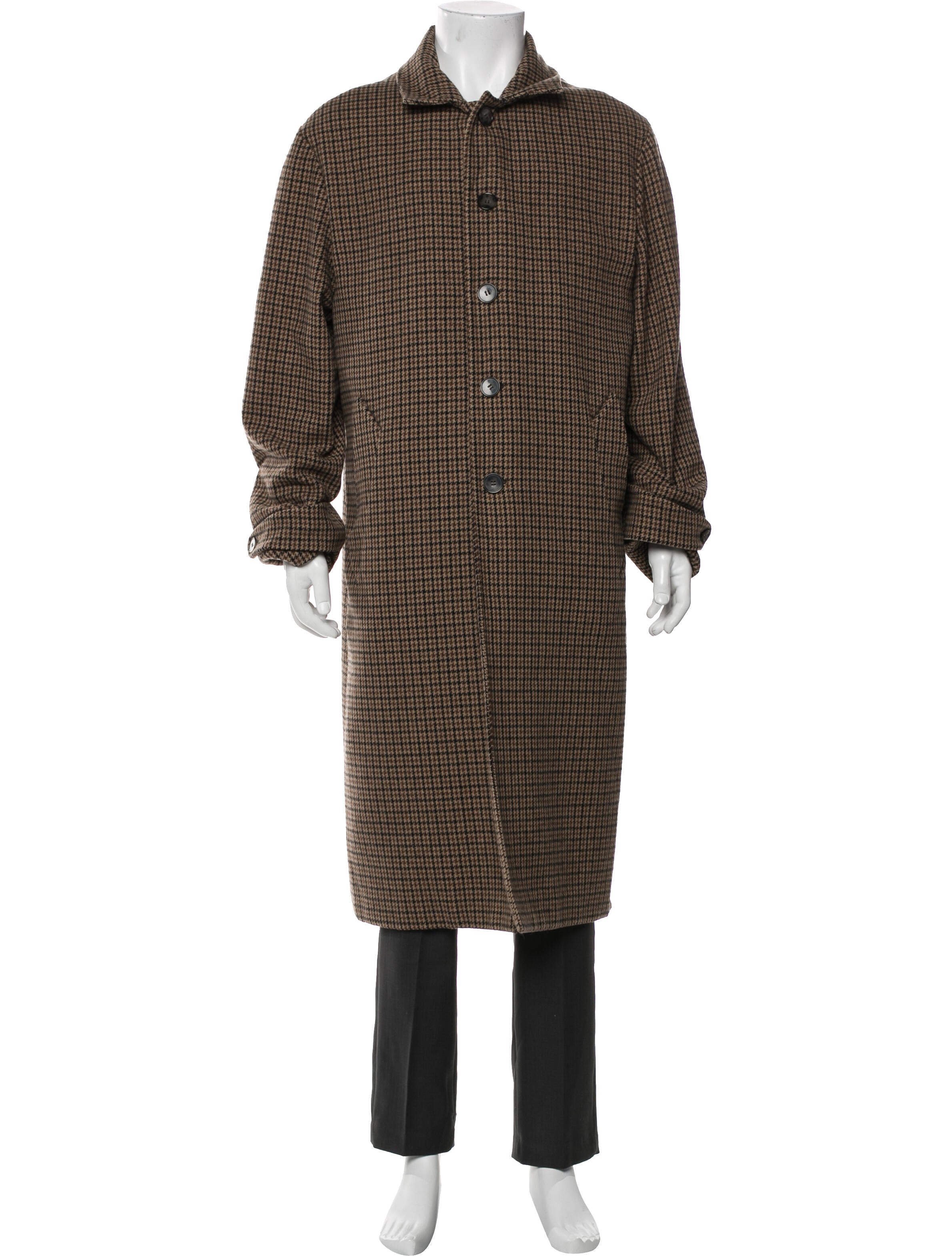 Officine Generale Wool Houndstooth Print Overcoat