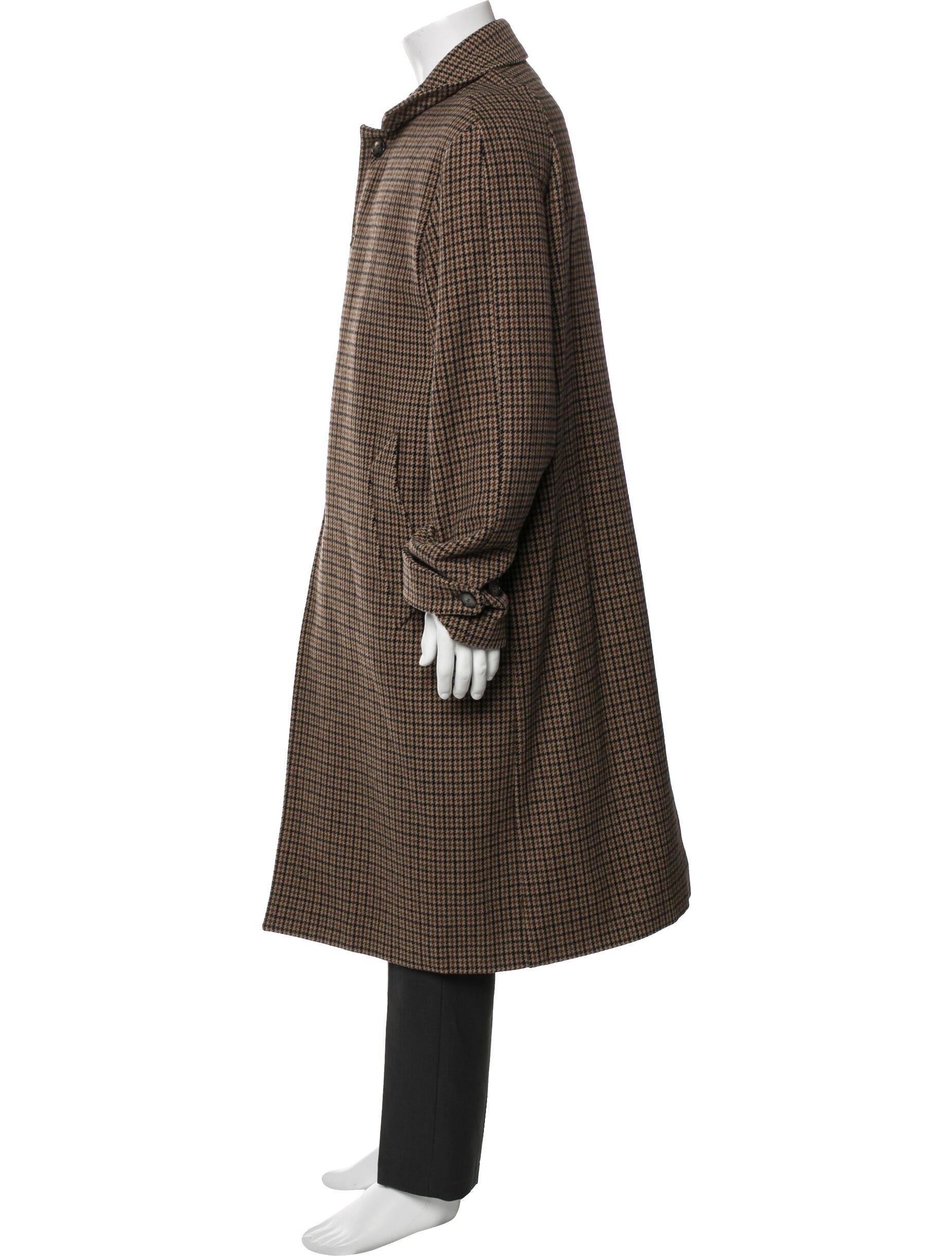 Officine Generale Wool Houndstooth Print Overcoat