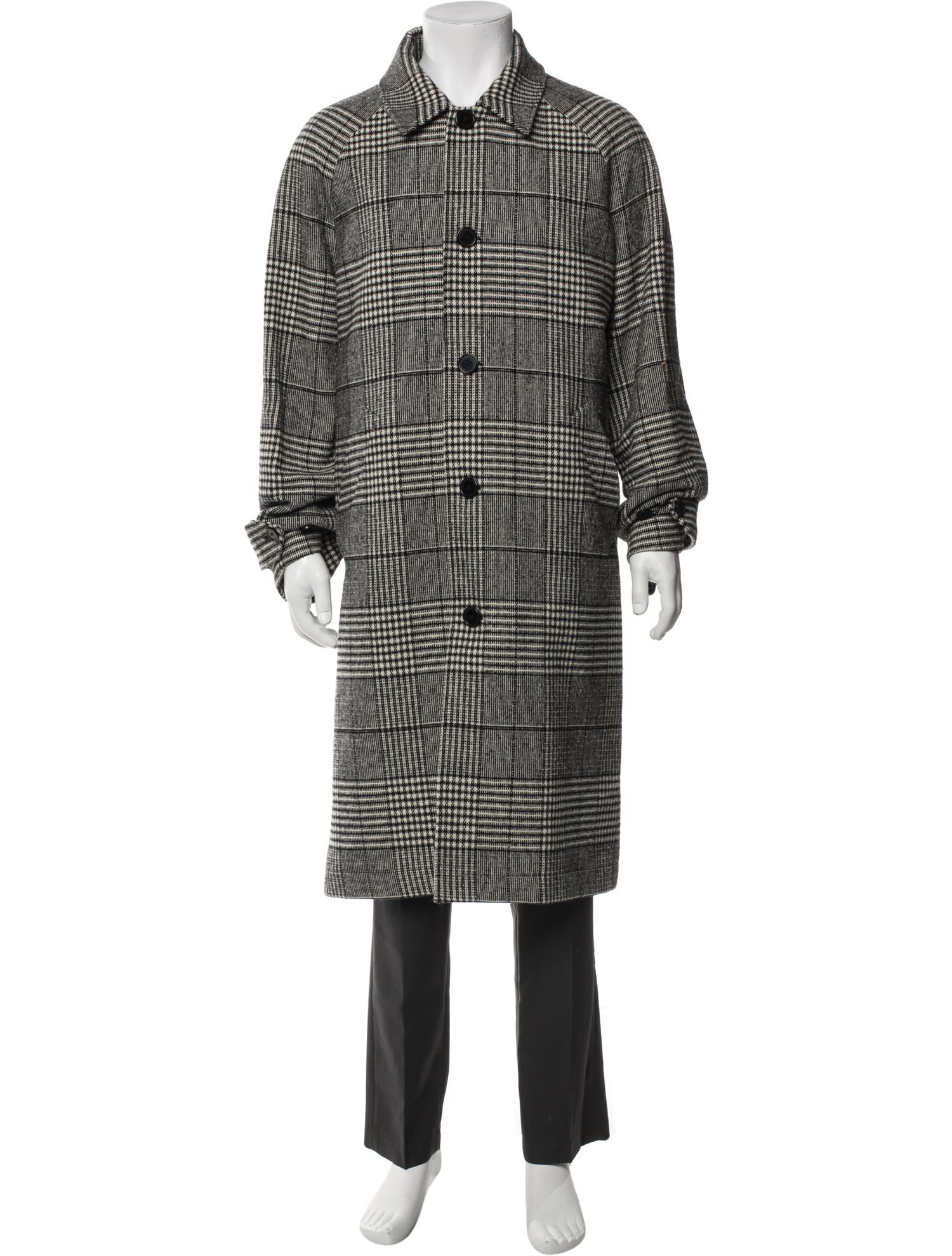 Officine Generale Wool Houndstooth Print Overcoat
