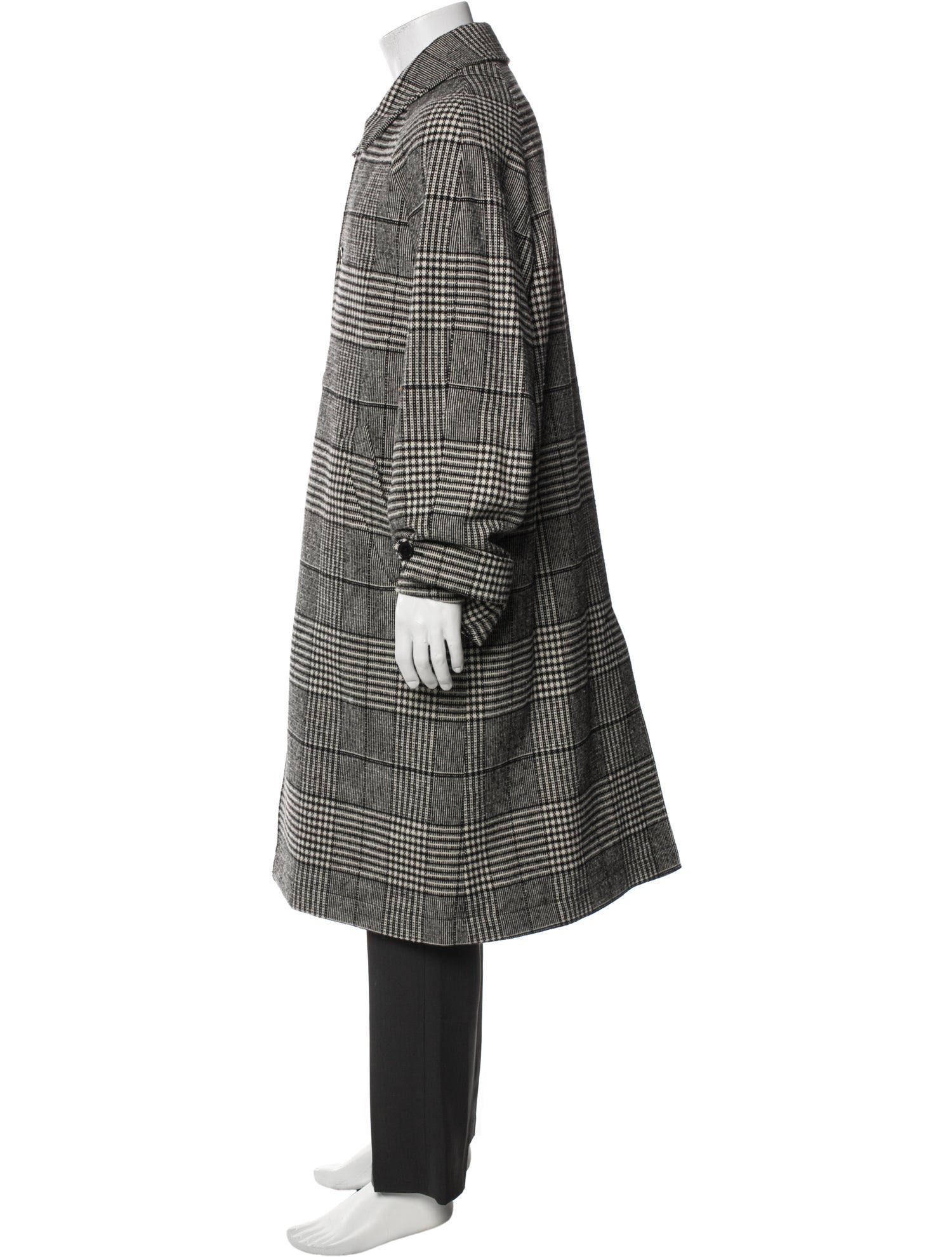 Officine Generale Wool Houndstooth Print Overcoat