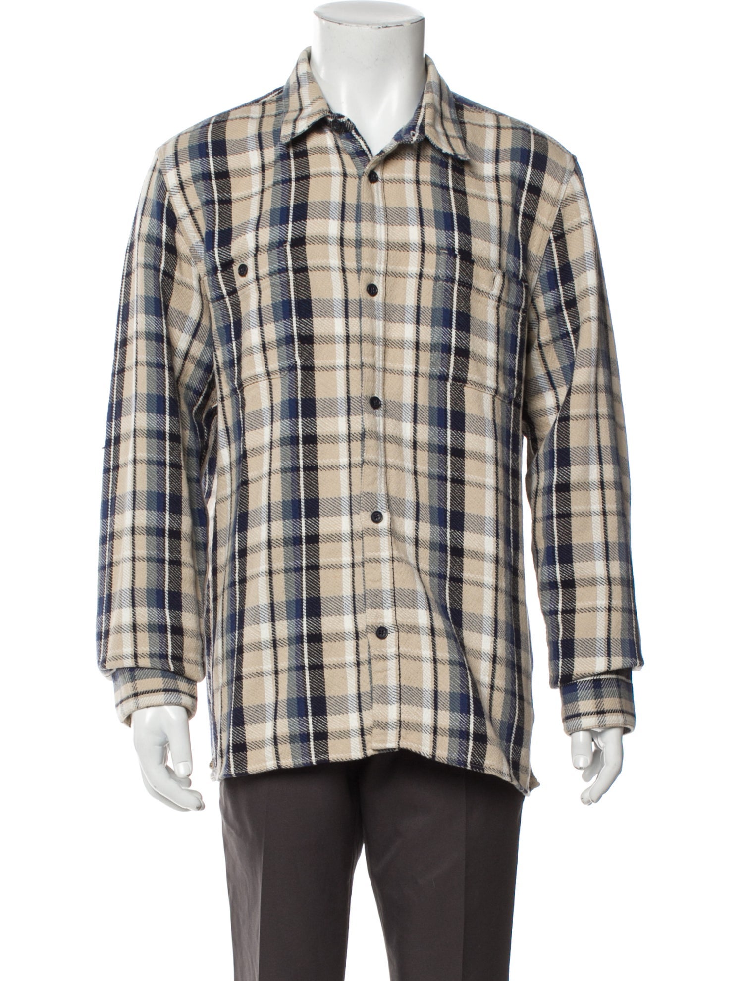 Officine Generale Plaid Print Long Sleeve Shirt