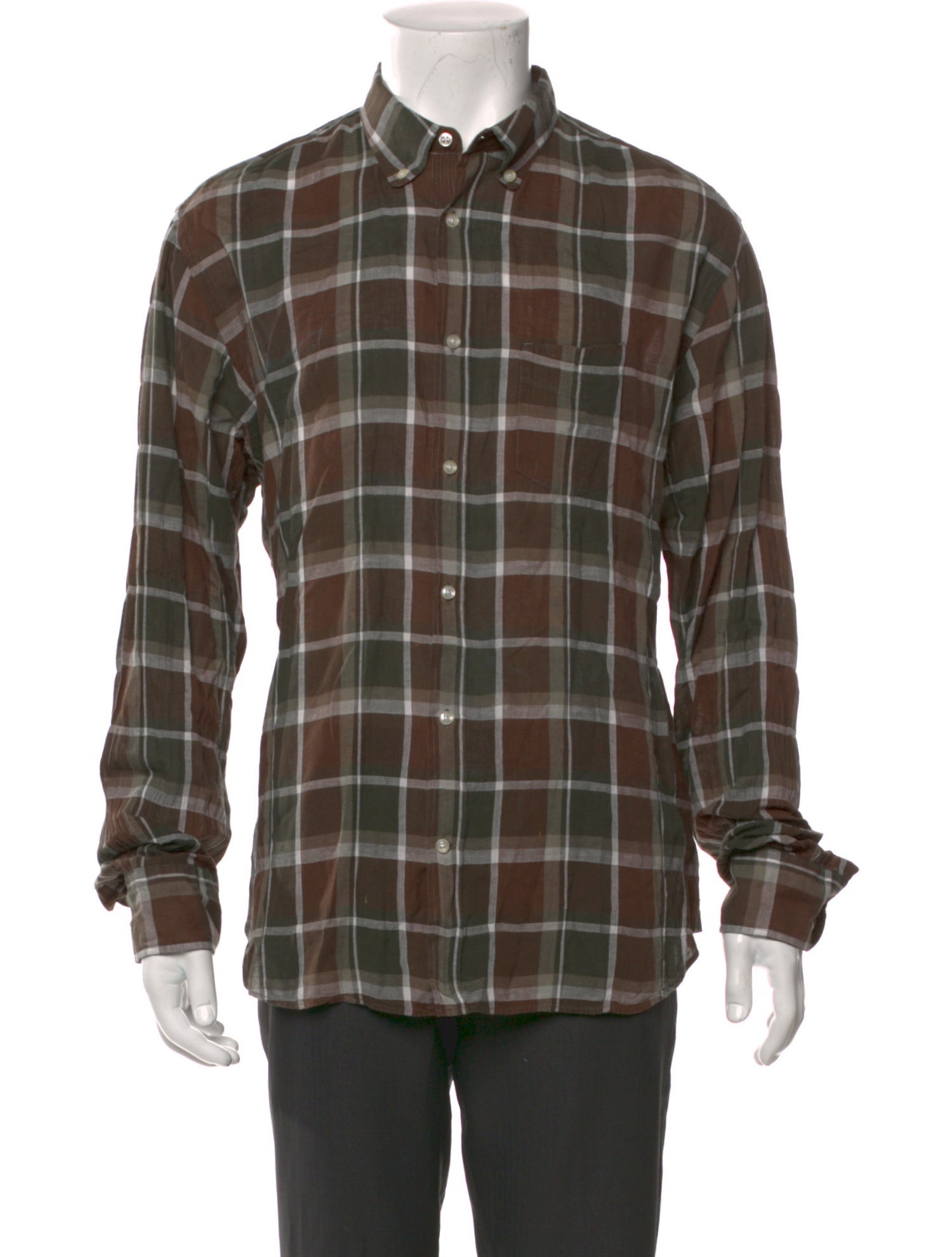 Officine Generale Plaid Print Long Sleeve Shirt