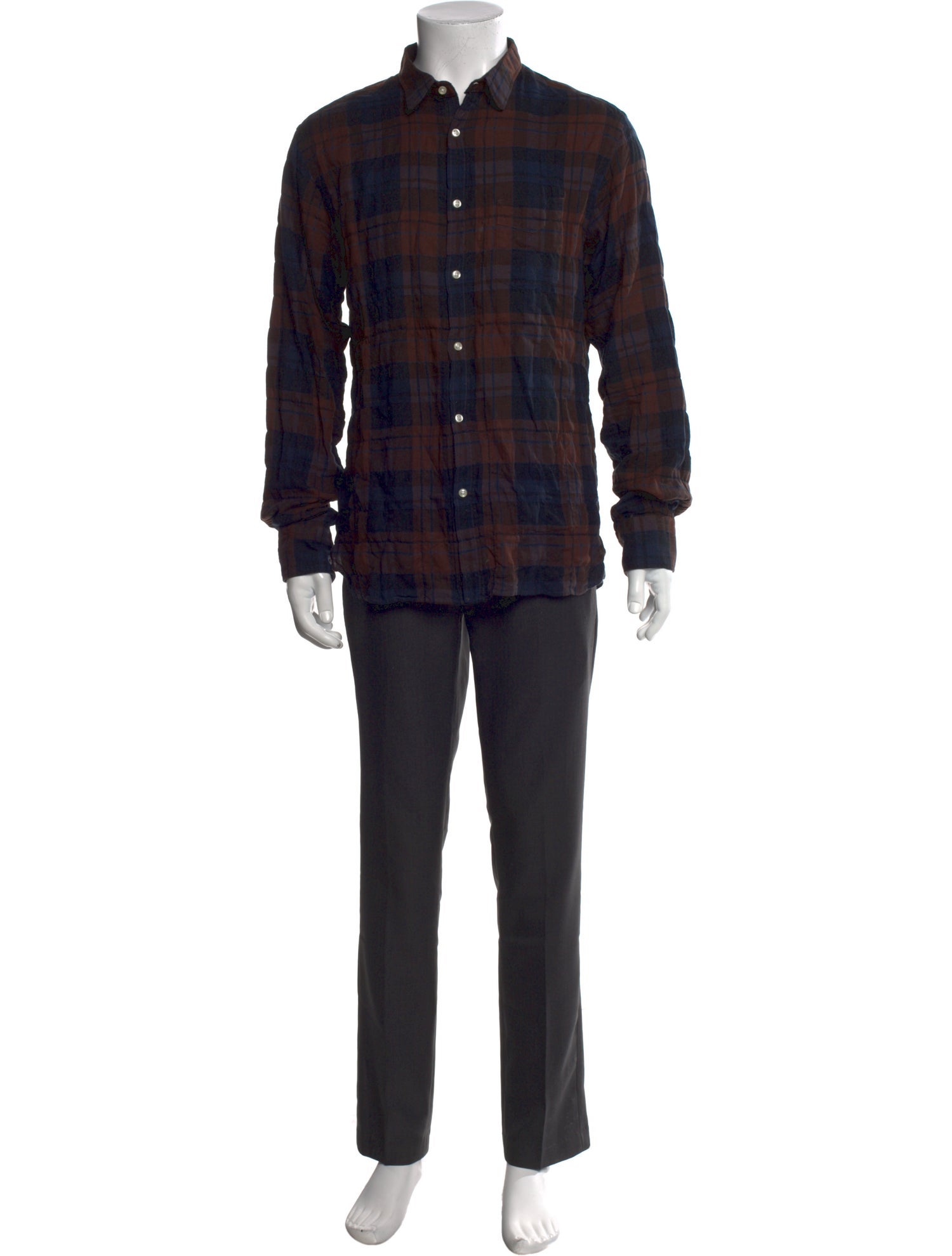Officine Generale Plaid Print Long Sleeve Dress Shirt
