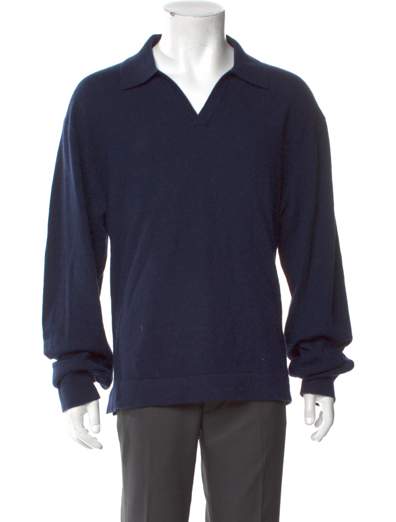 Officine Generale Cashmere V-Neck Polo Sweater