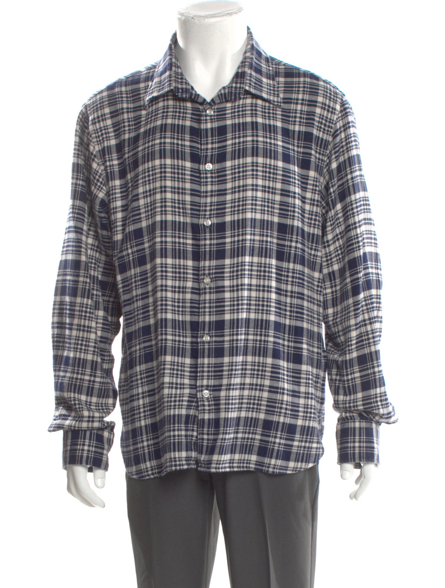 Officine Generale Plaid Print Long Sleeve Shirt