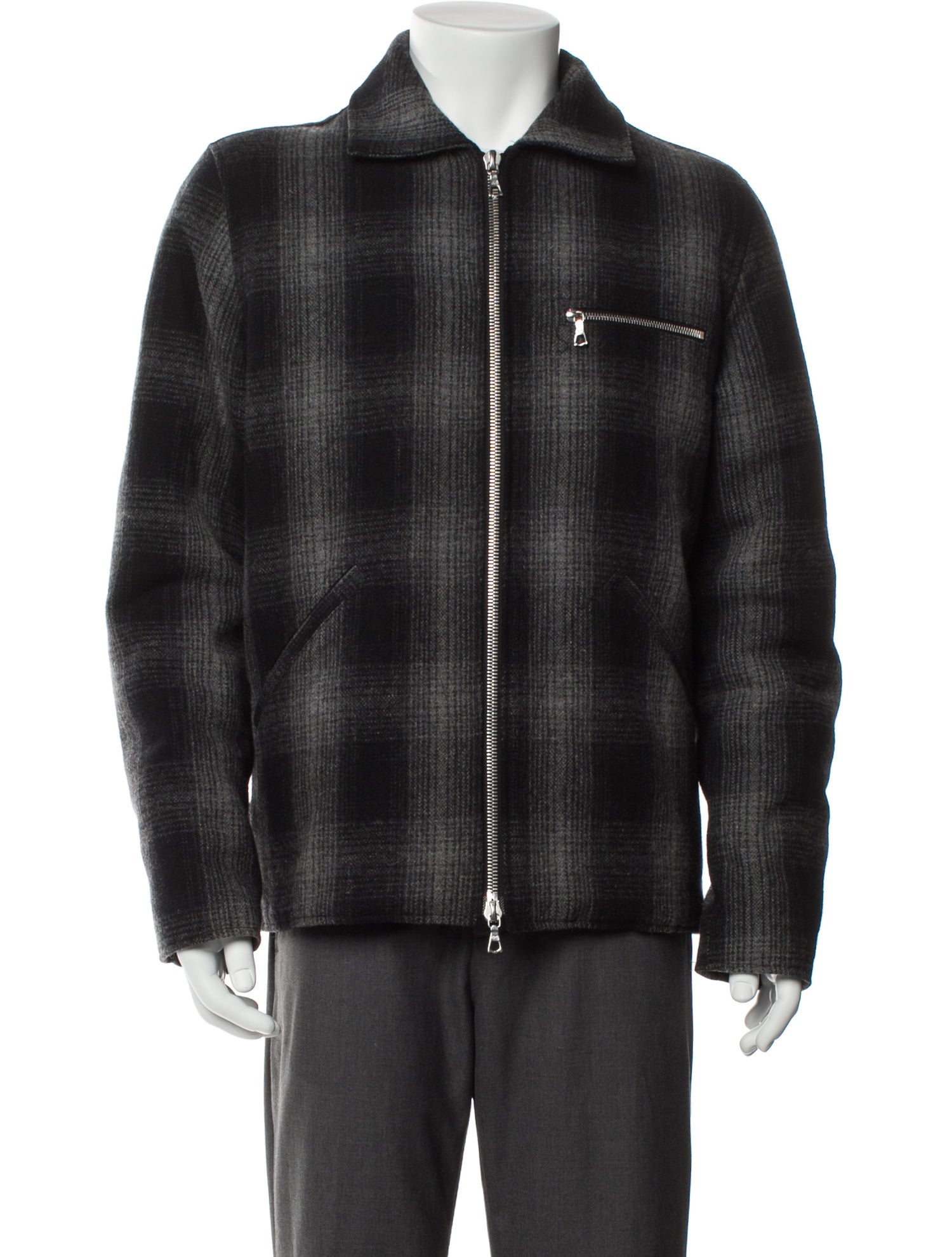 Officine Generale Wool Plaid Print Jacket