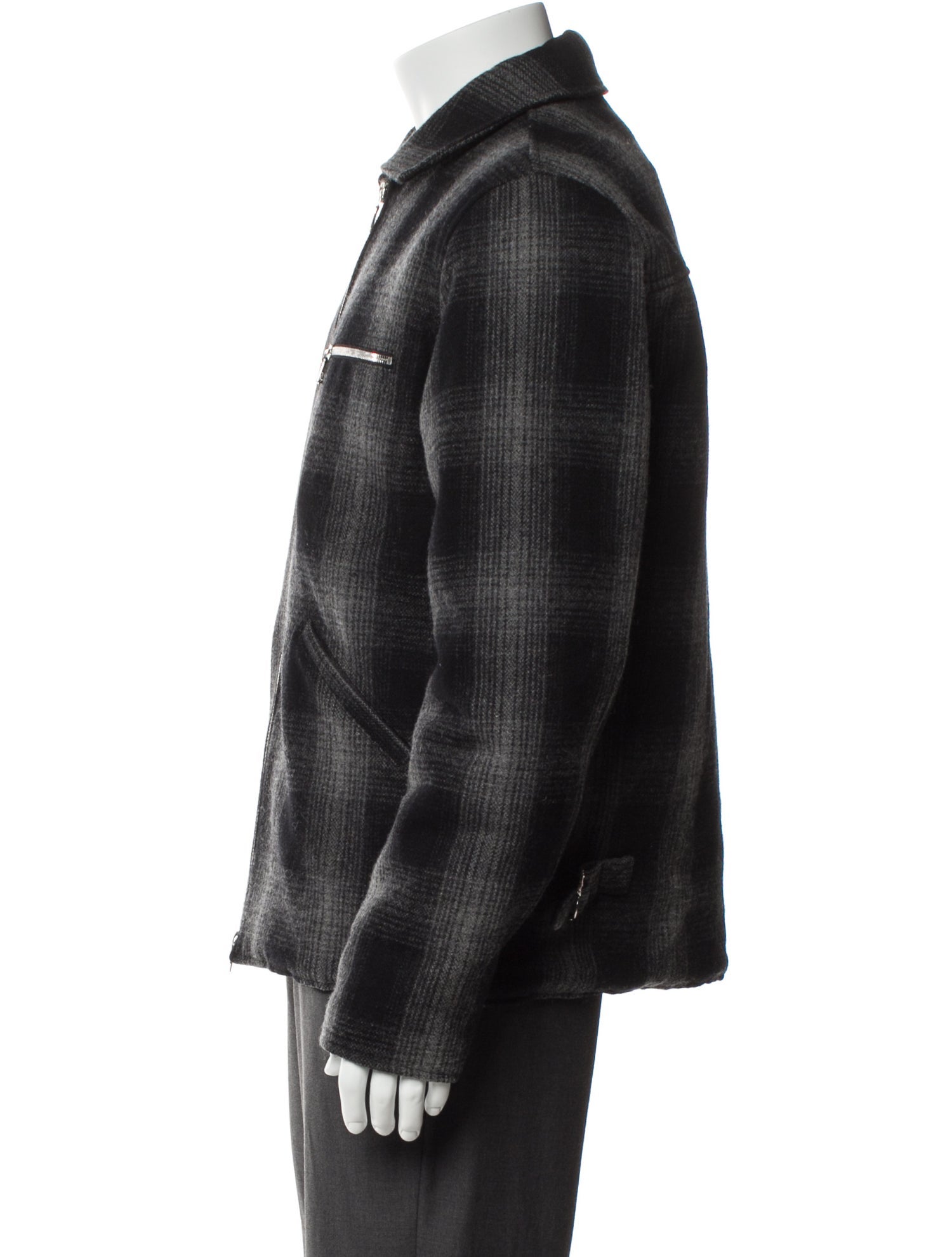 Officine Generale Wool Plaid Print Jacket
