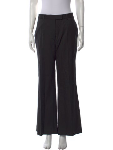 Pre-owned Officine Generale Virgin Wool Wide Leg Pants In Black