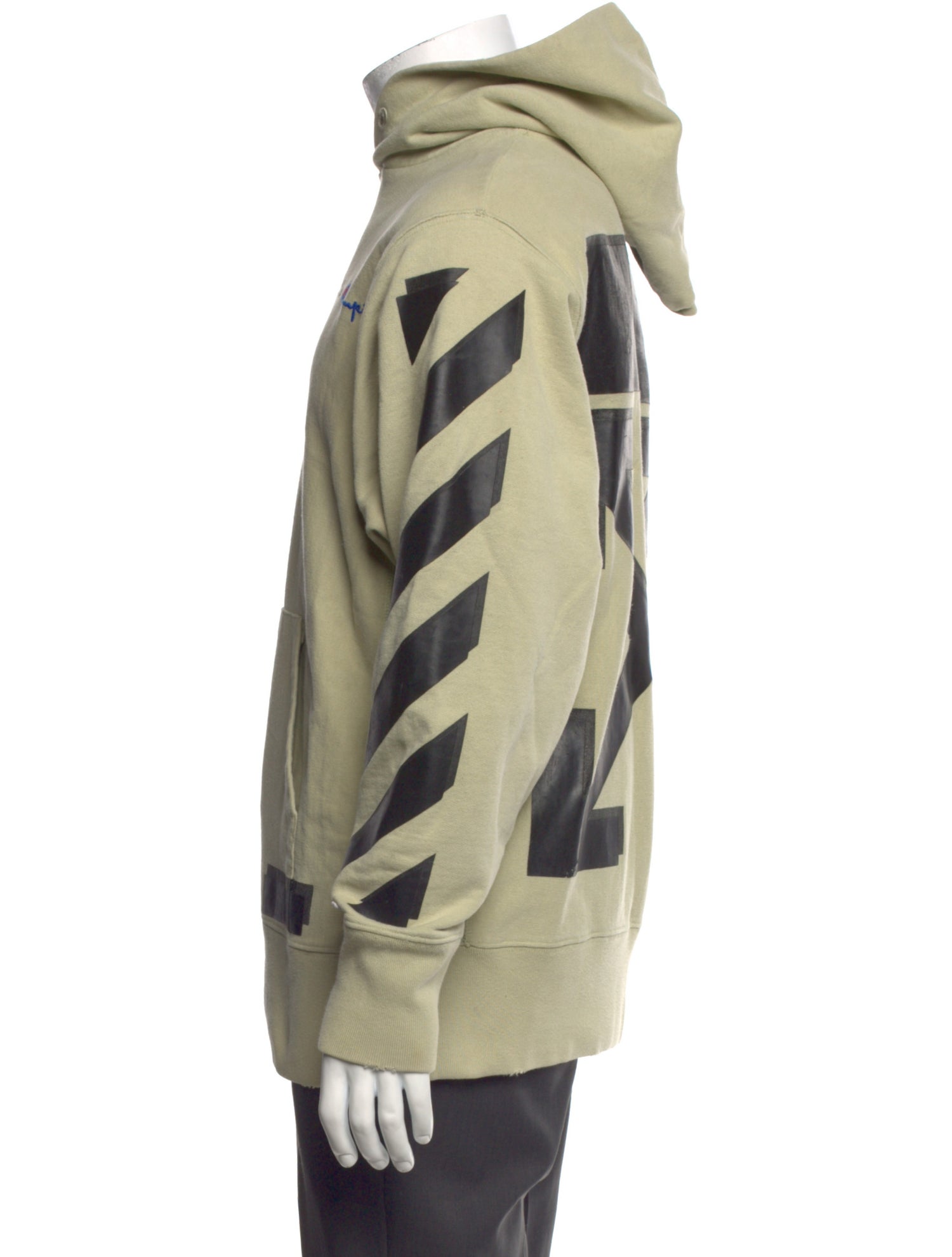 Off-White x Champion Graphic Print Crew Neck Hoodie - Green