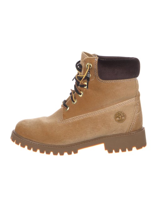 Off-White x Timberland Velvet Colorblock Pattern Combat Boots