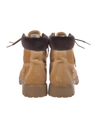 Off-White x Timberland Velvet Colorblock Pattern Combat Boots