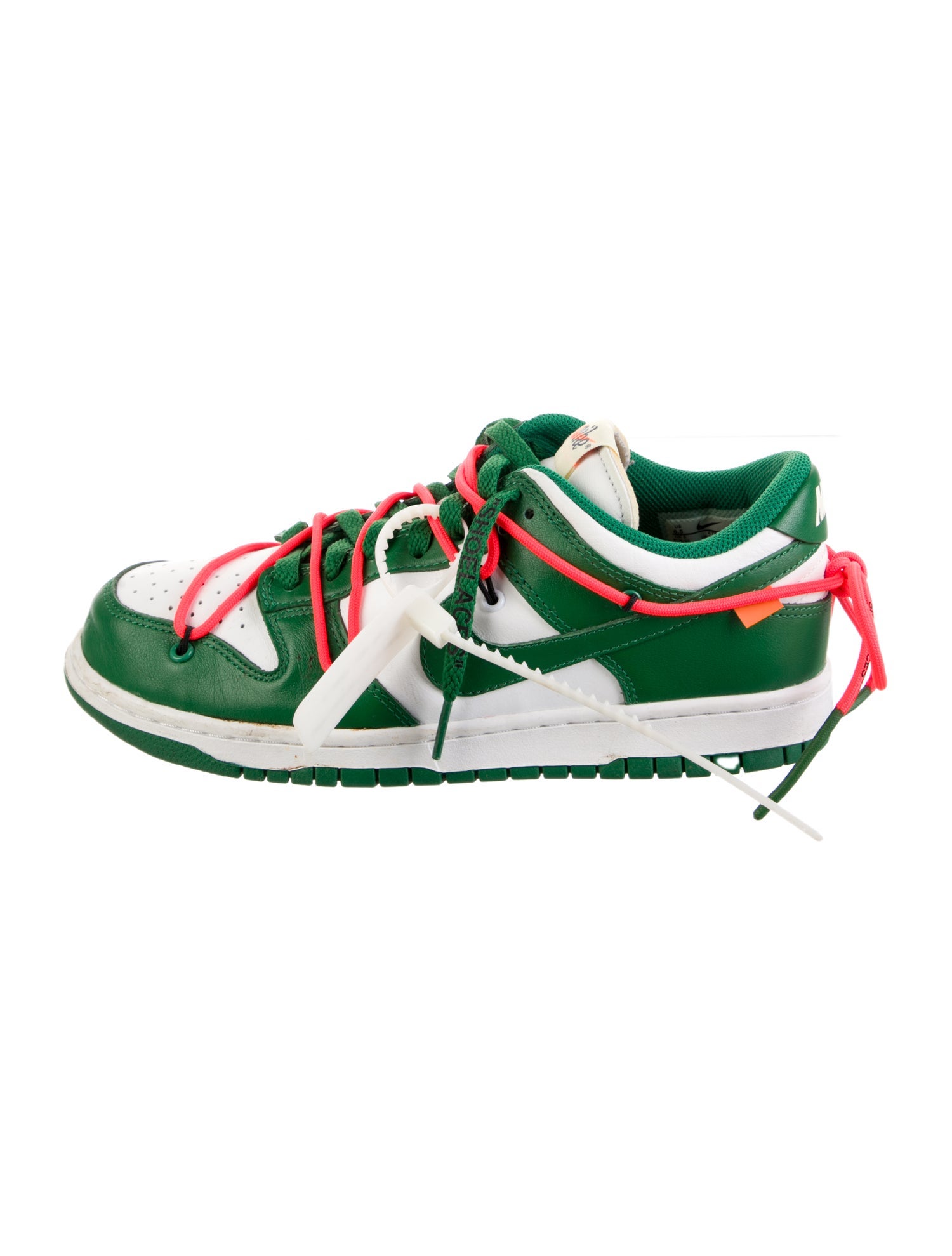 Off-White x Nike Dunk Low Pine Green Athletic Sneakers