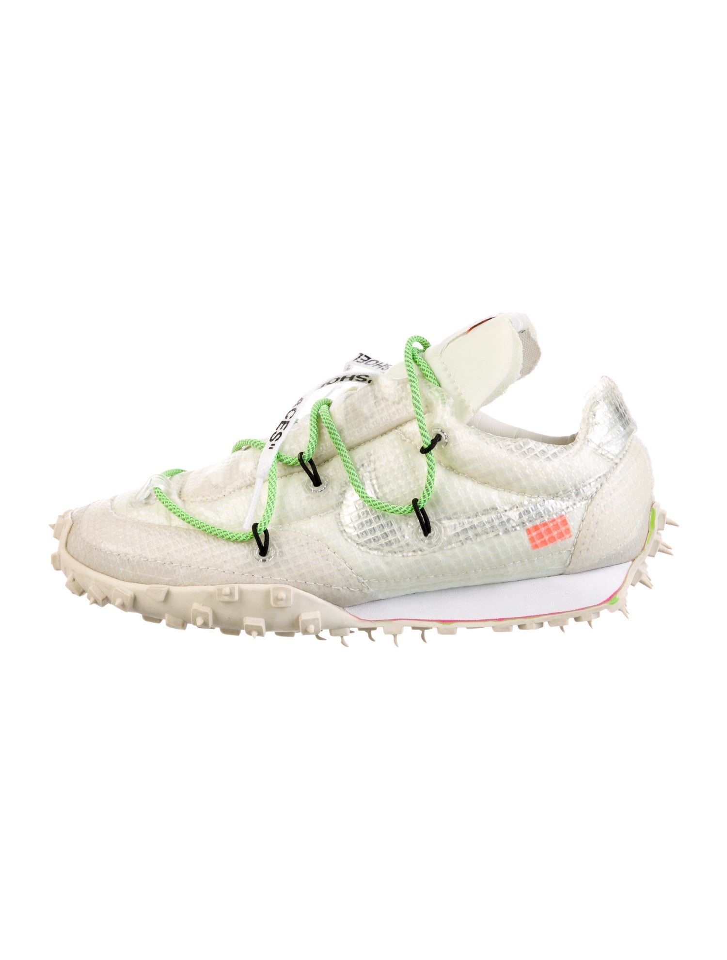 Off-White x Nike Waffle Racer 'Electric Green' Athletic Sneakers