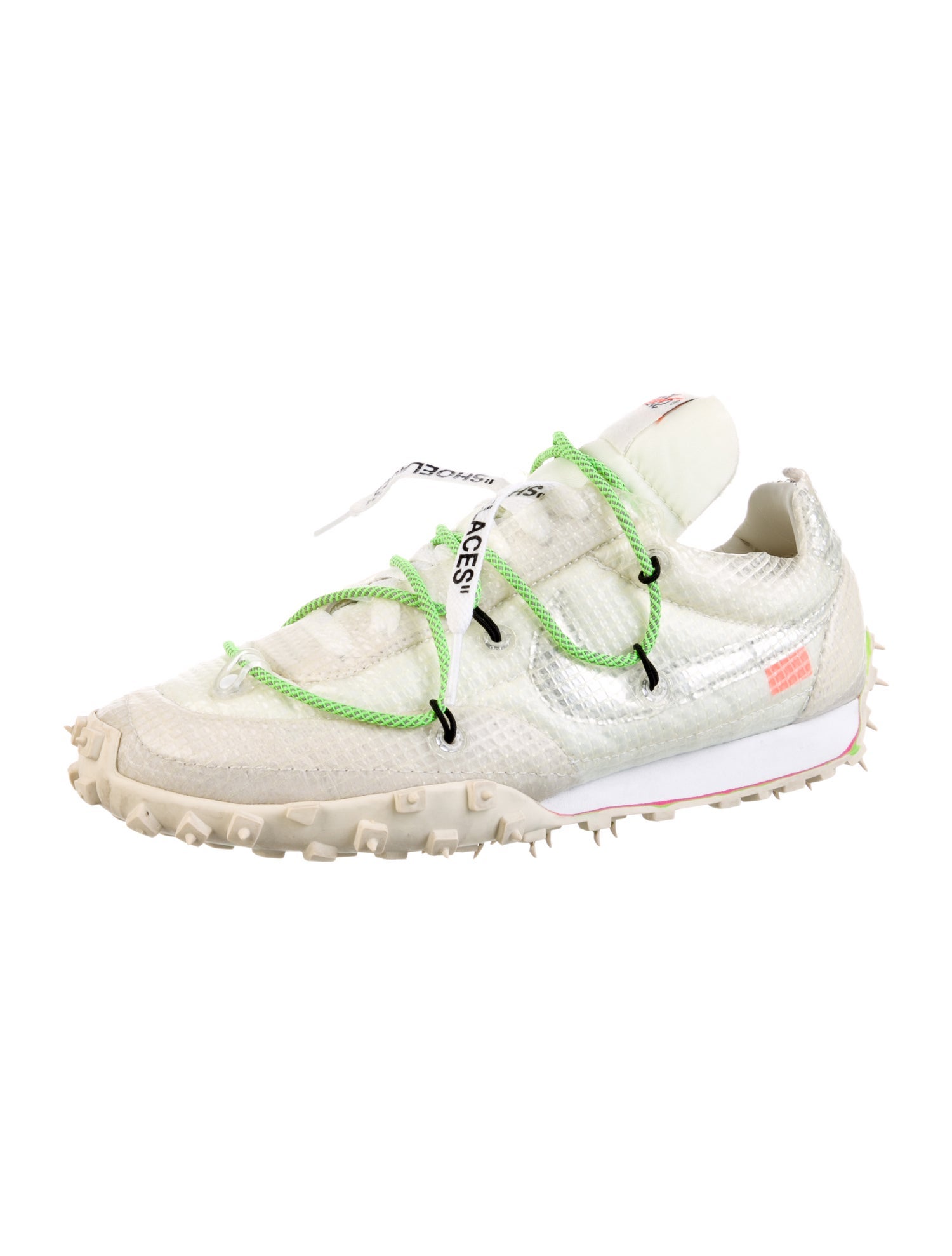 Off-White x Nike Waffle Racer 'Electric Green' Athletic Sneakers