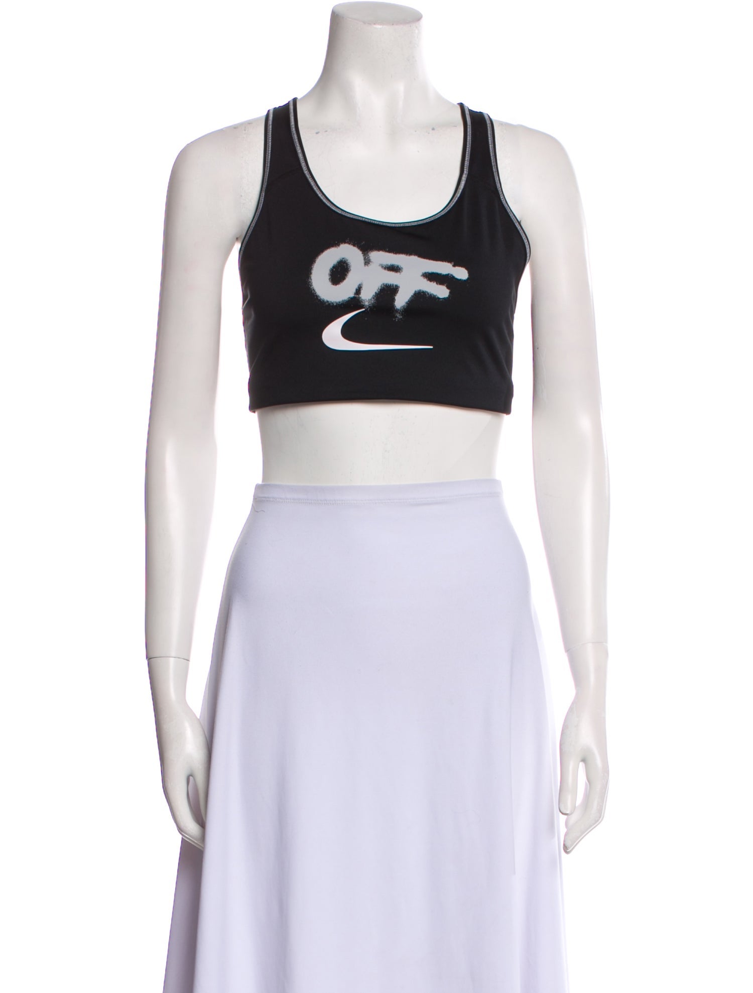 Off-White x Nike Graphic Print Scoop Neck Crop Top
