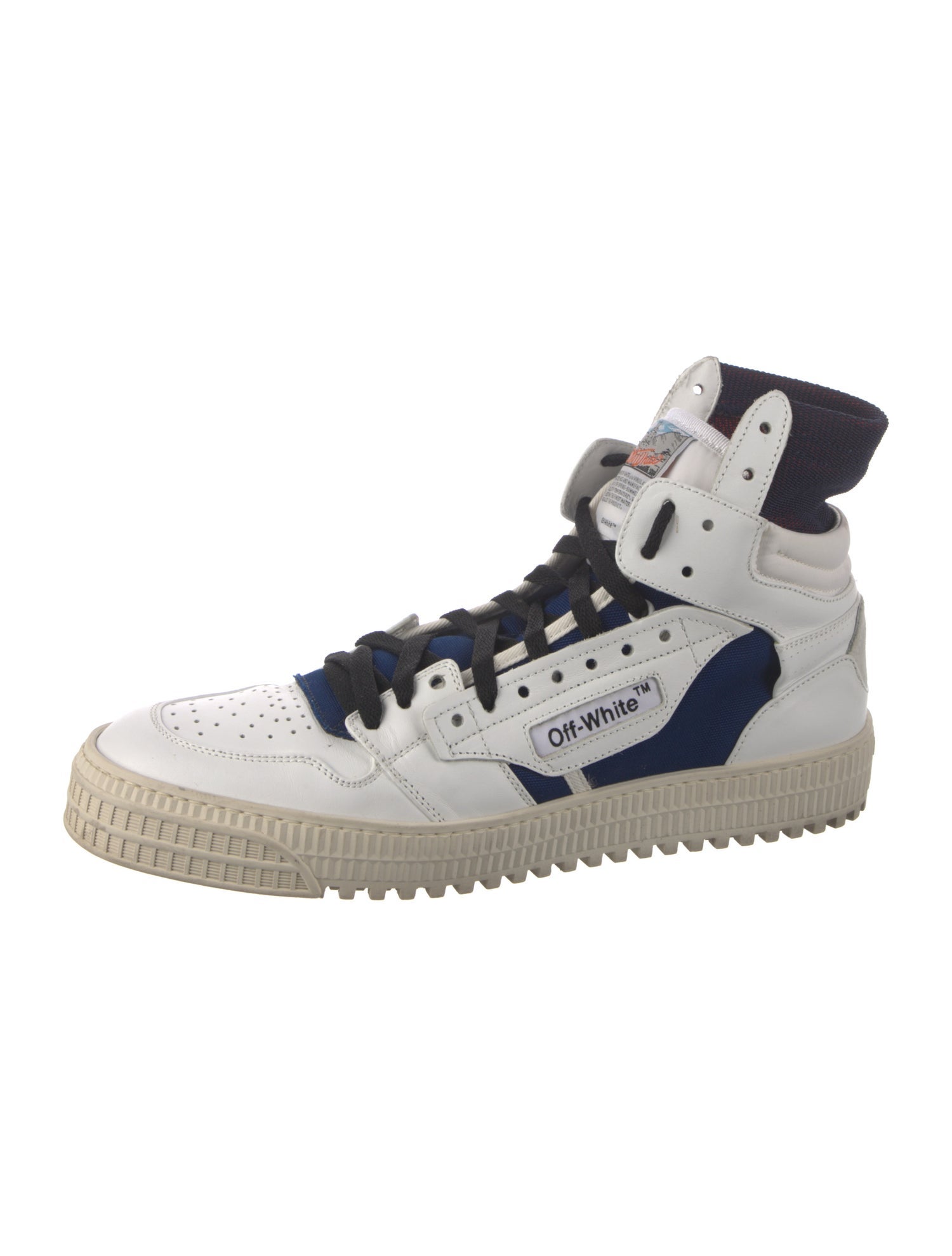 Off-White Leather Colorblock Pattern Sneakers