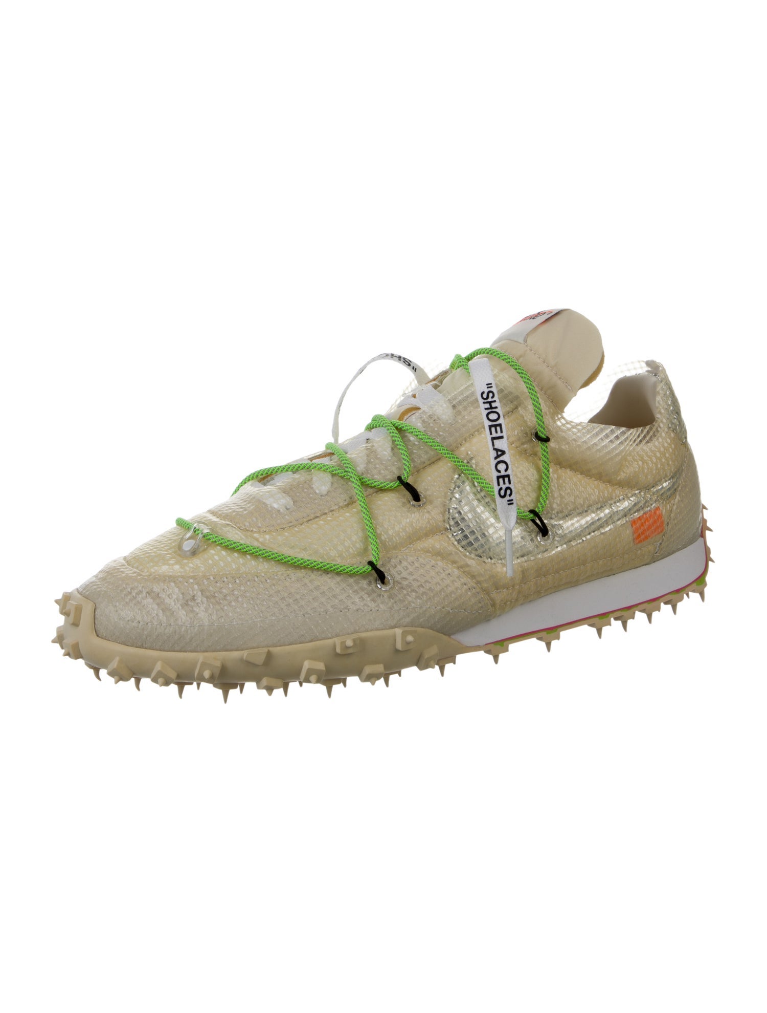 Off-White x Nike Waffle Racer 'Electric Green' Sneakers w/ Tags