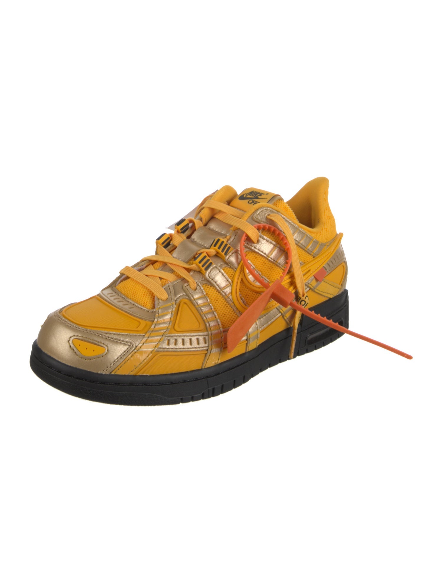 Off-White x Nike Air Rubber Dunk University Gold Athletic Sneakers