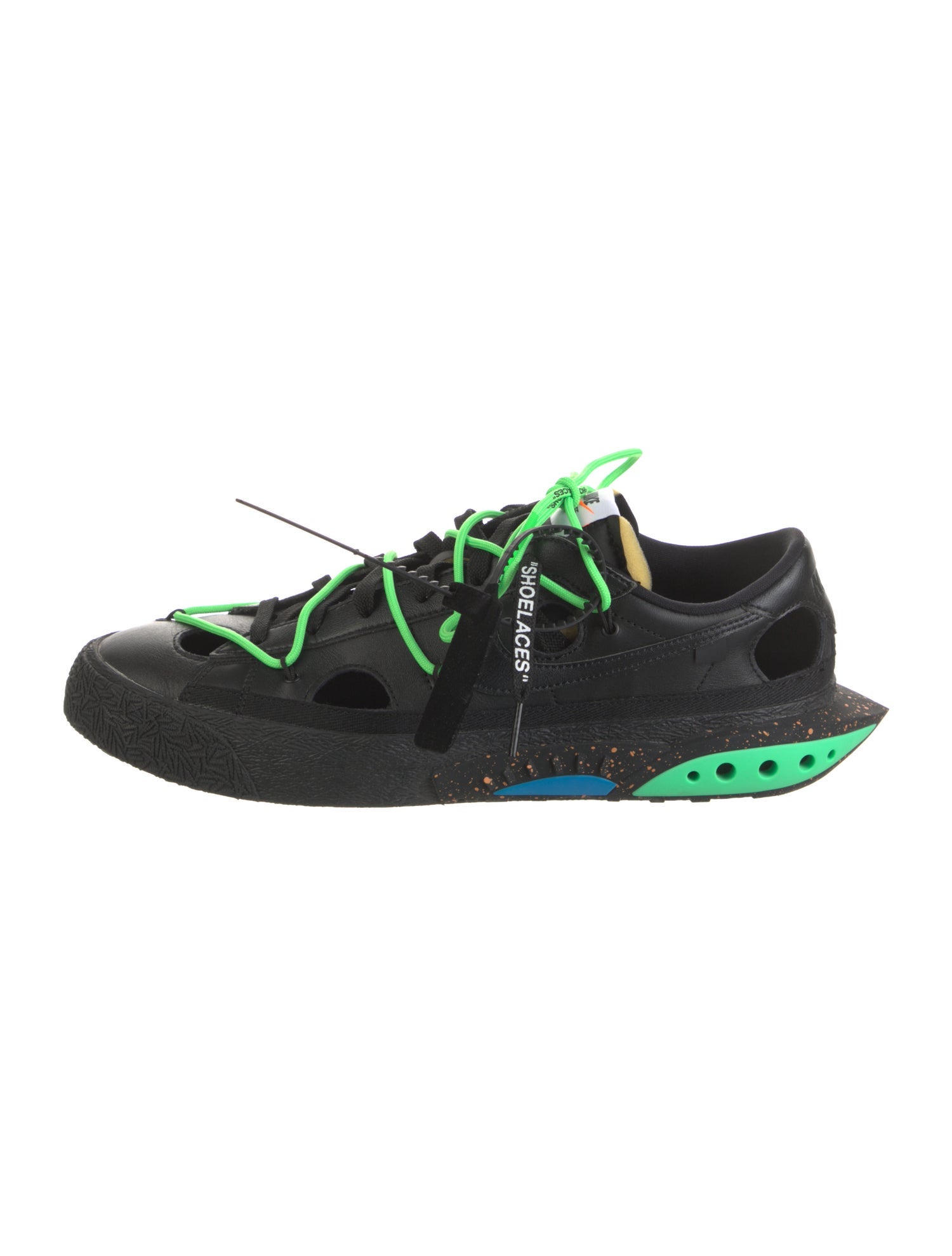 Off-White x Nike Blazer Low Black Electro Green Athletic Sneakers w/ Tags
