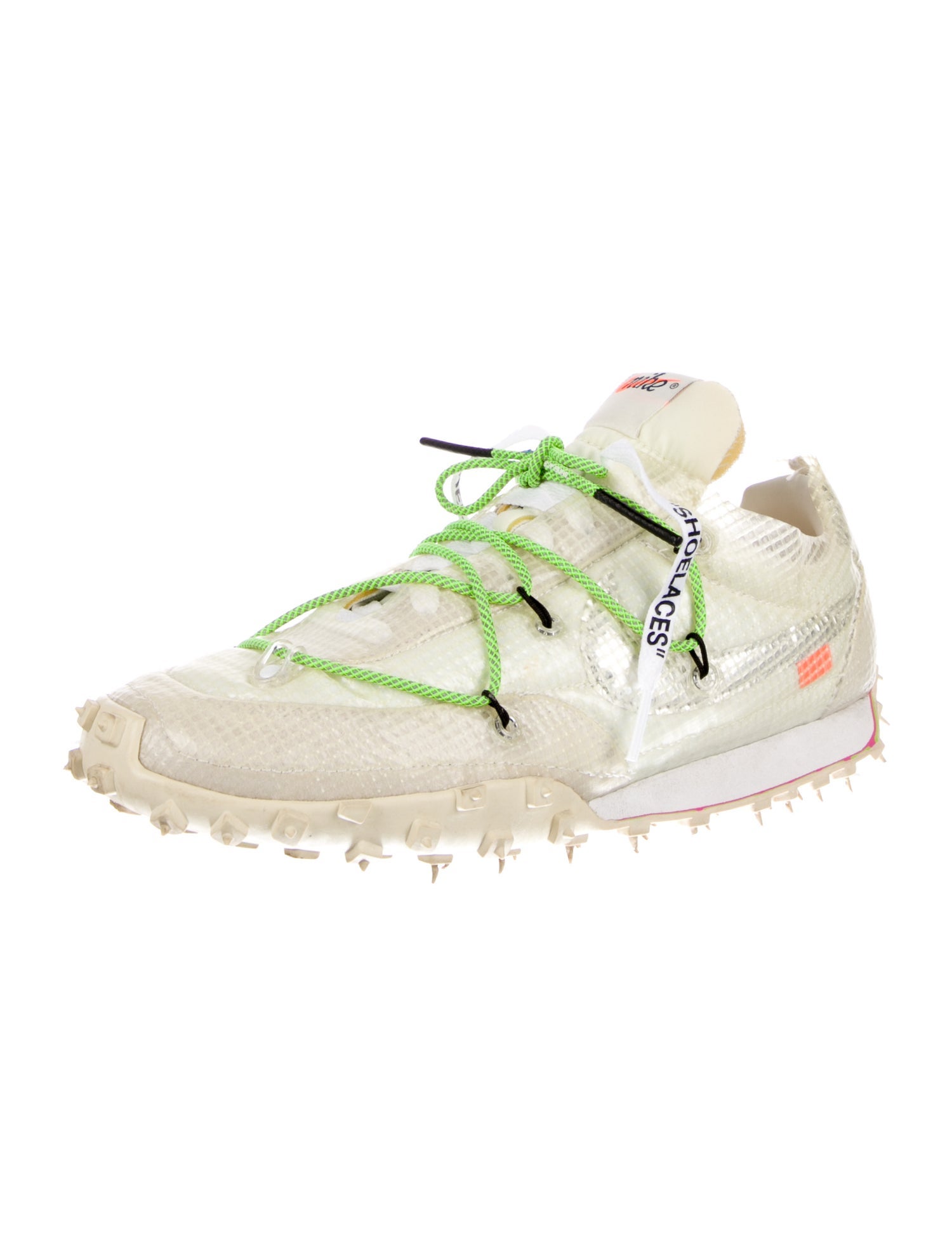 Off-White x Nike Waffle Racer 'Electric Green' Athletic Sneakers