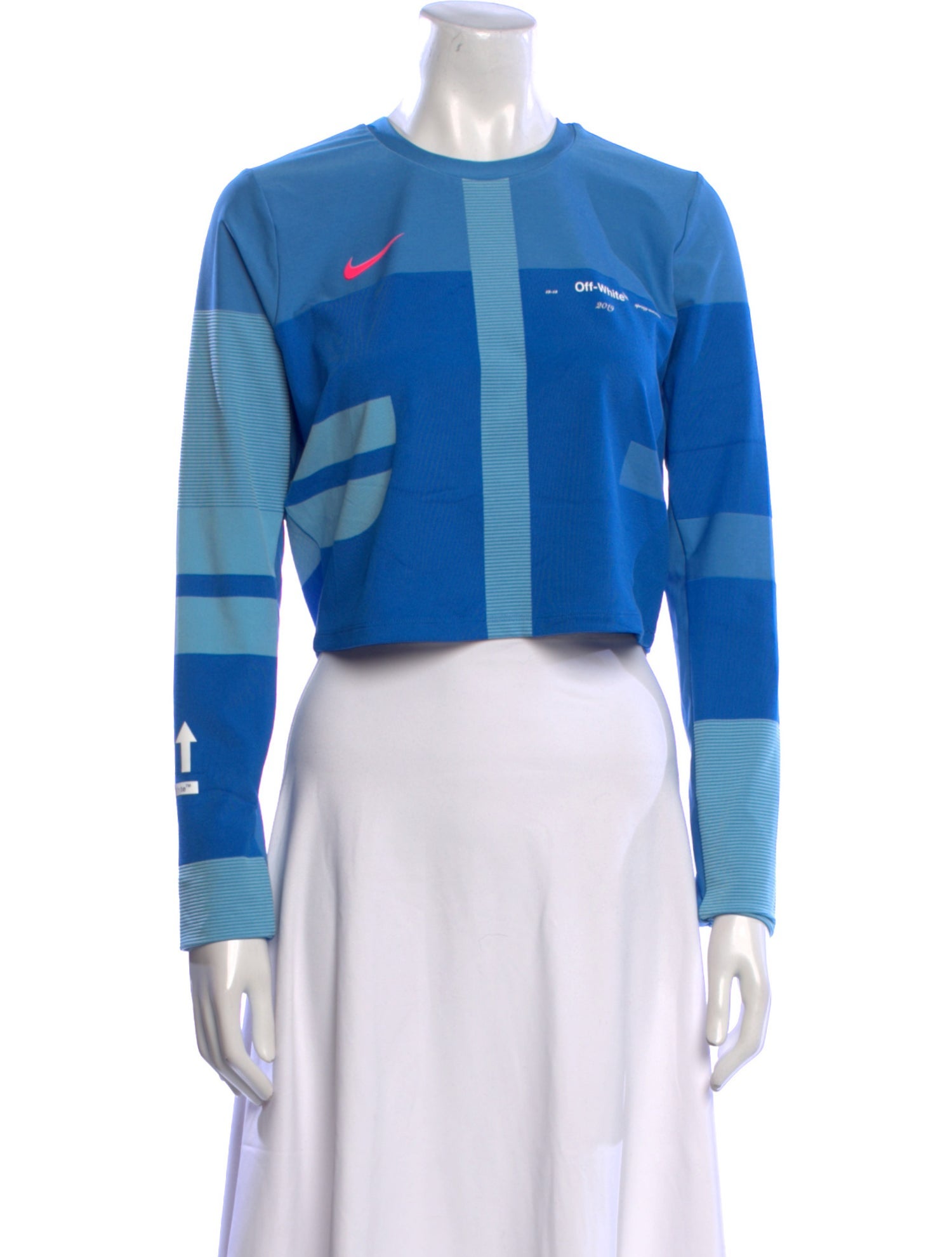 Off-White x Nike Colorblock Pattern Crew Neck Crop Top w/ Tags