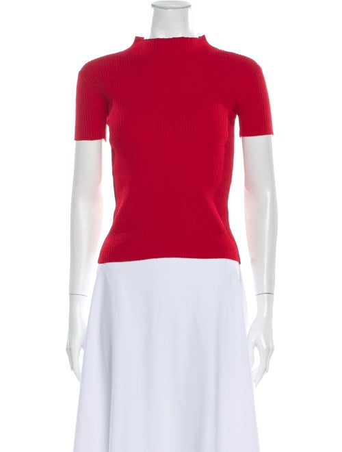 Occhii Mock Neck Short Sleeve Top Red