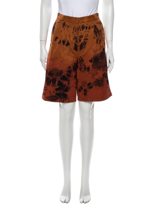 Occhii Tie-Dye Print Knee-Length Shorts Orange