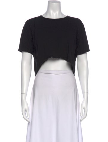 Pre-owned Oak Crew Neck Short Sleeve Crop Top In Black