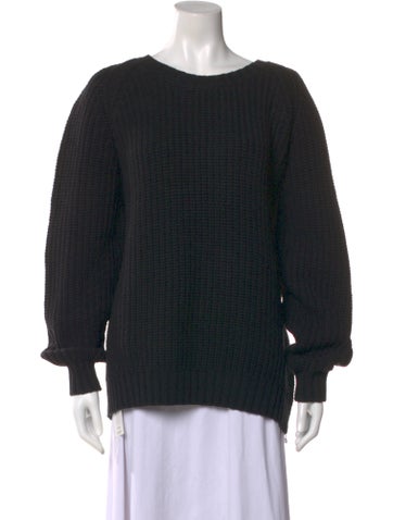 Pre-owned Oak Lambswool Scoop Neck Sweater In Black