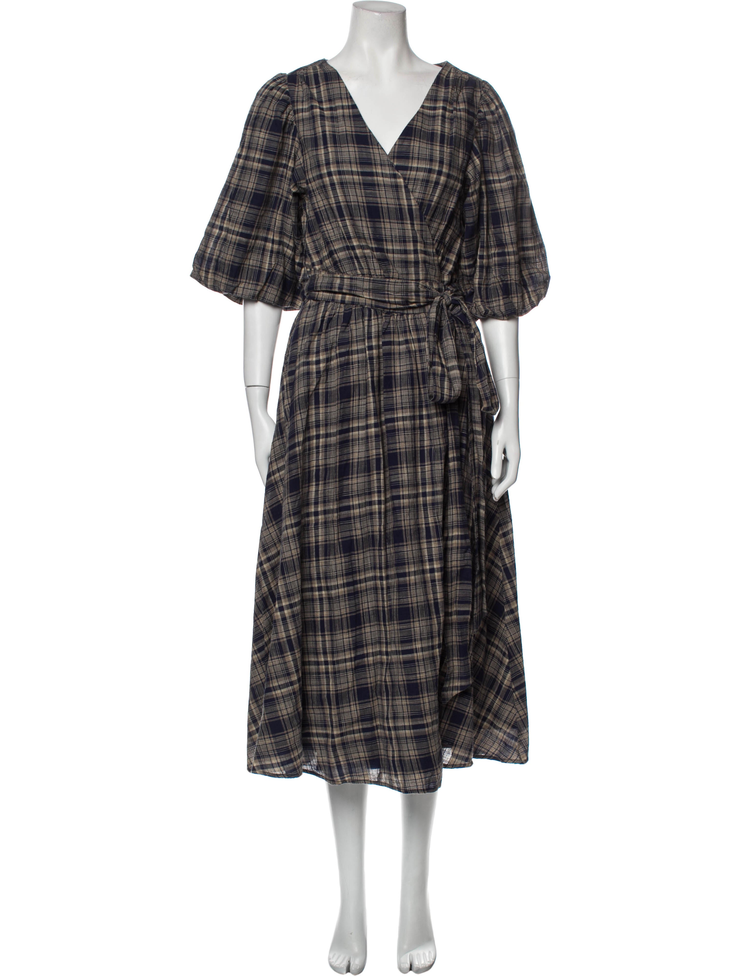 Oak + Fort Plaid Print Long Dress