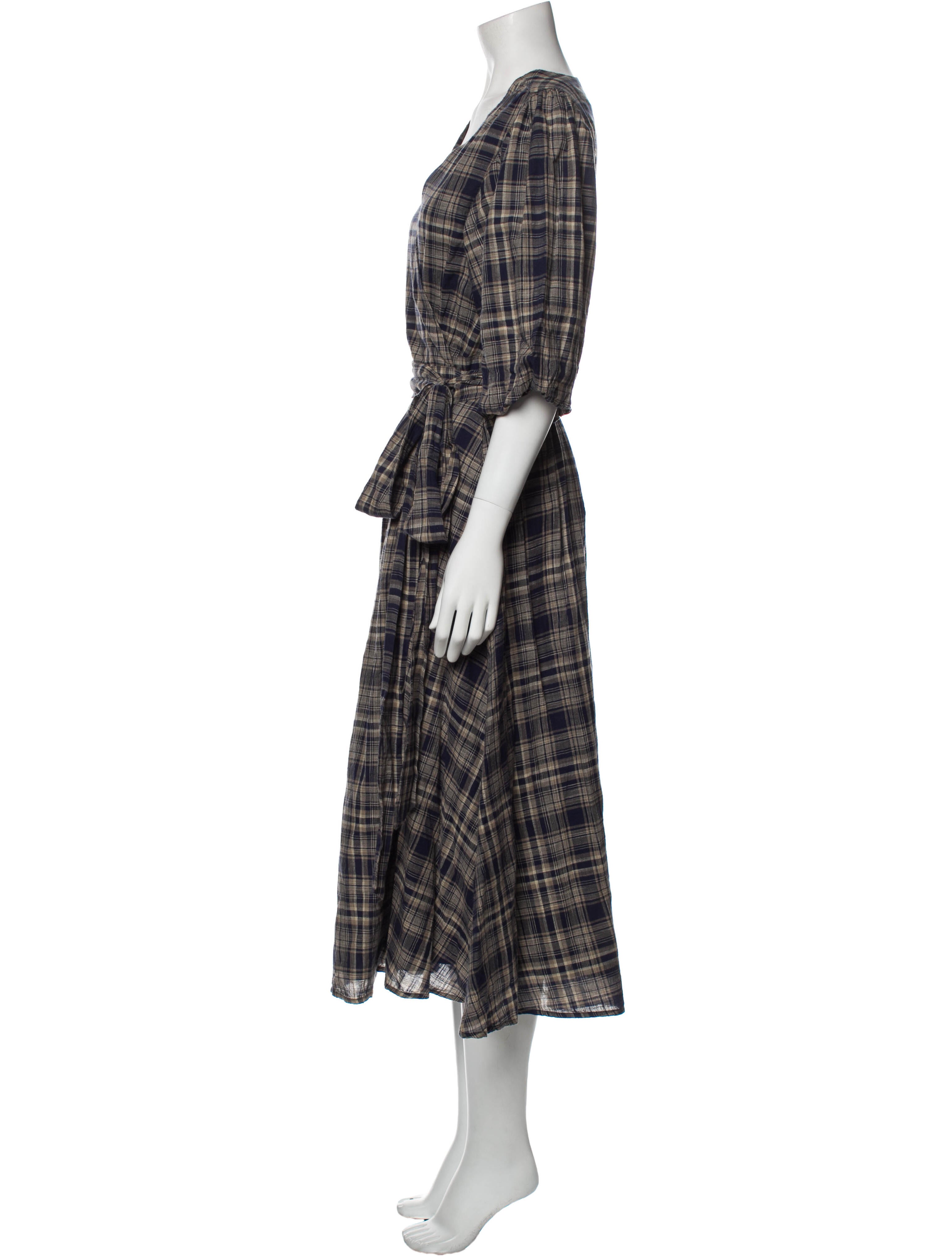 Oak + Fort Plaid Print Long Dress