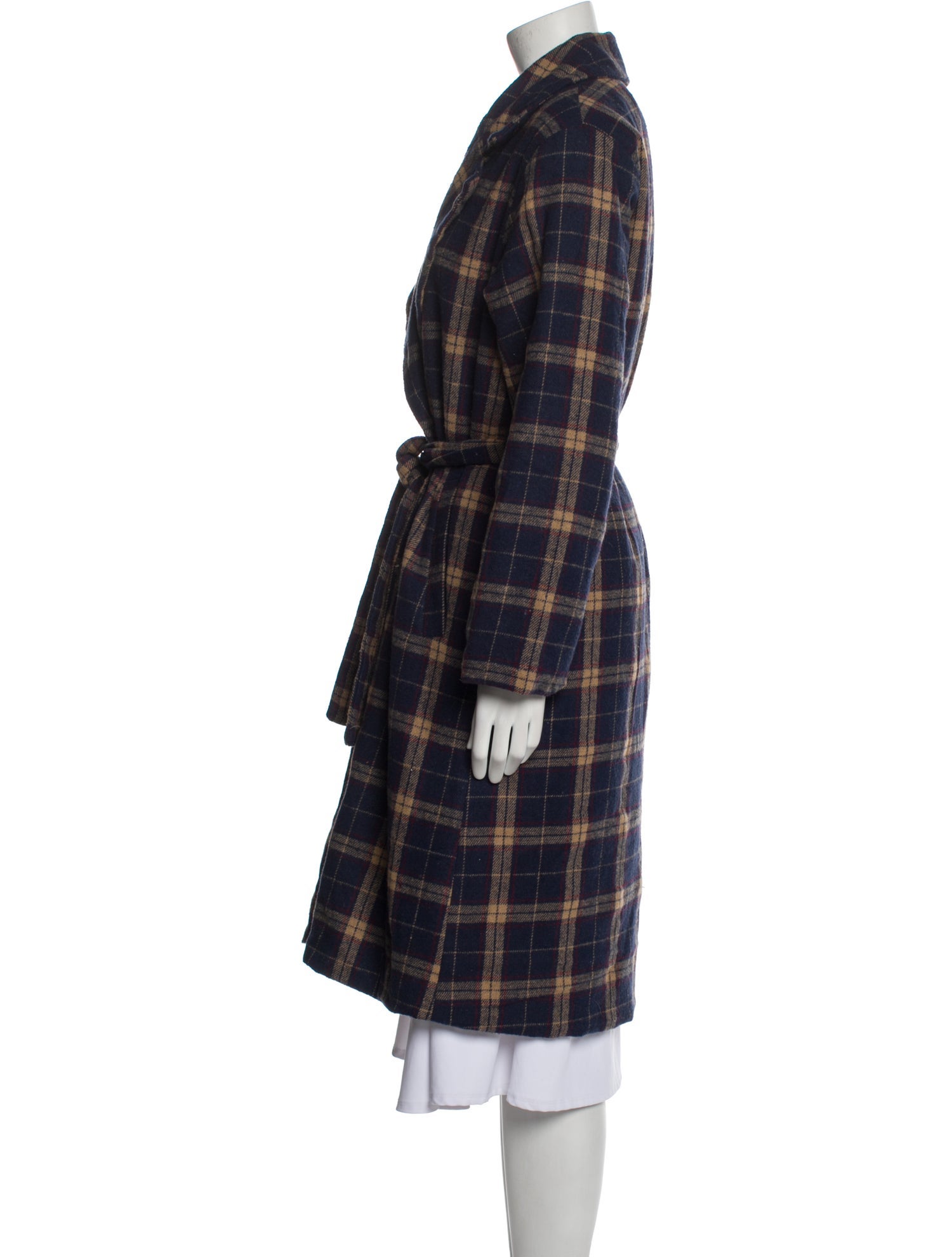 Oak + Fort Plaid Print Trench Coat