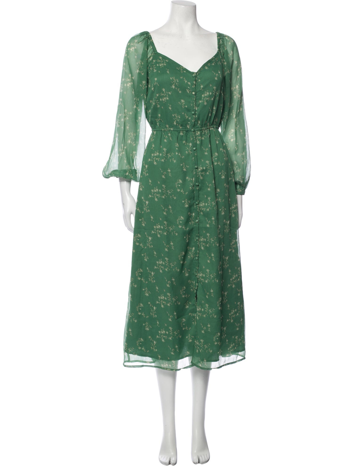 Oak + Fort Floral Print Long Dress