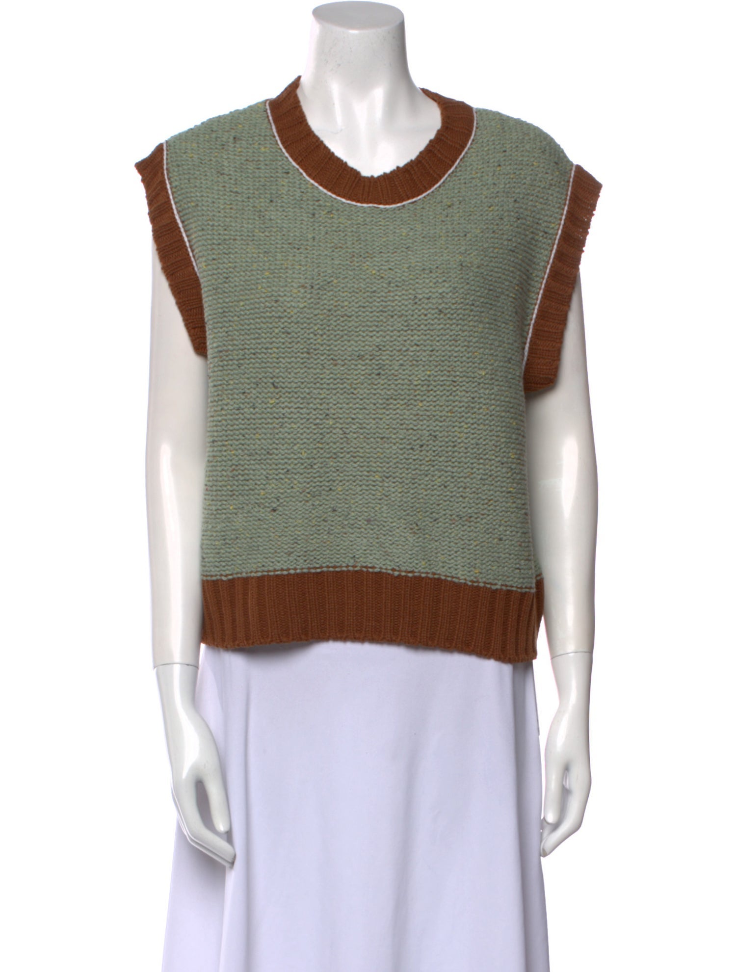 Oak + Fort Colorblock Pattern Scoop Neck Sweater