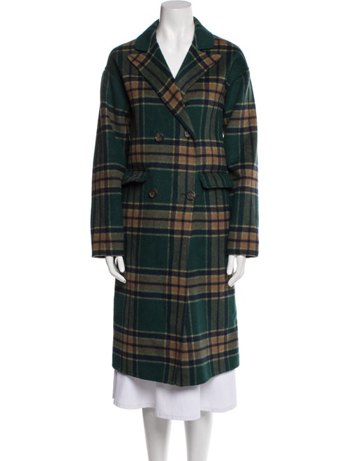 Oak + Fort Wool Plaid Print Trench Coat