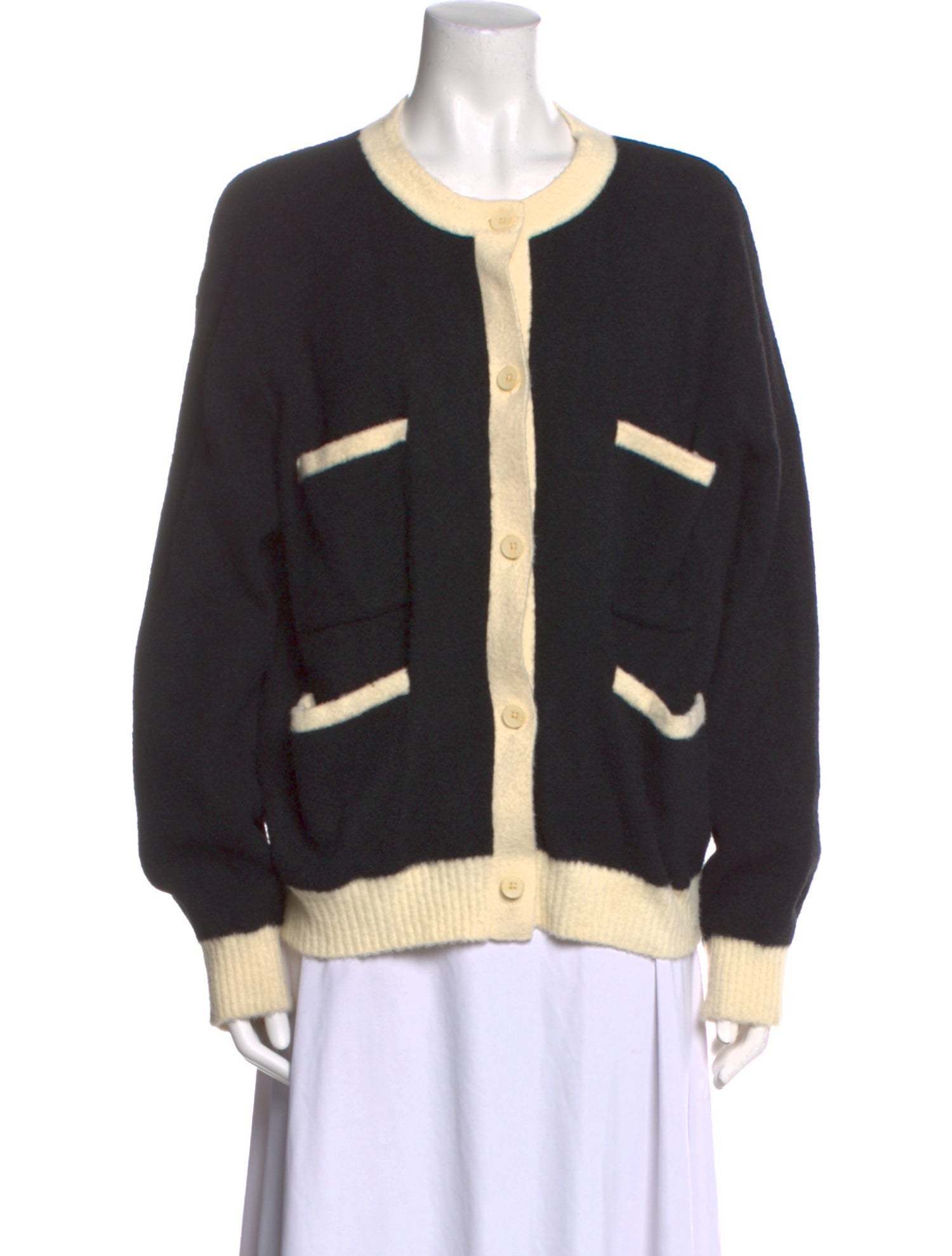 Oak + Fort Colorblock Pattern Scoop Neck Sweater