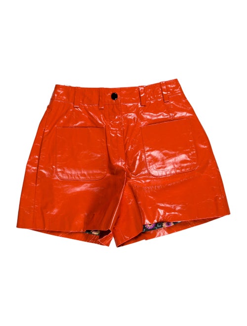 Olivier Theyskens Leather Mini Shorts Orange