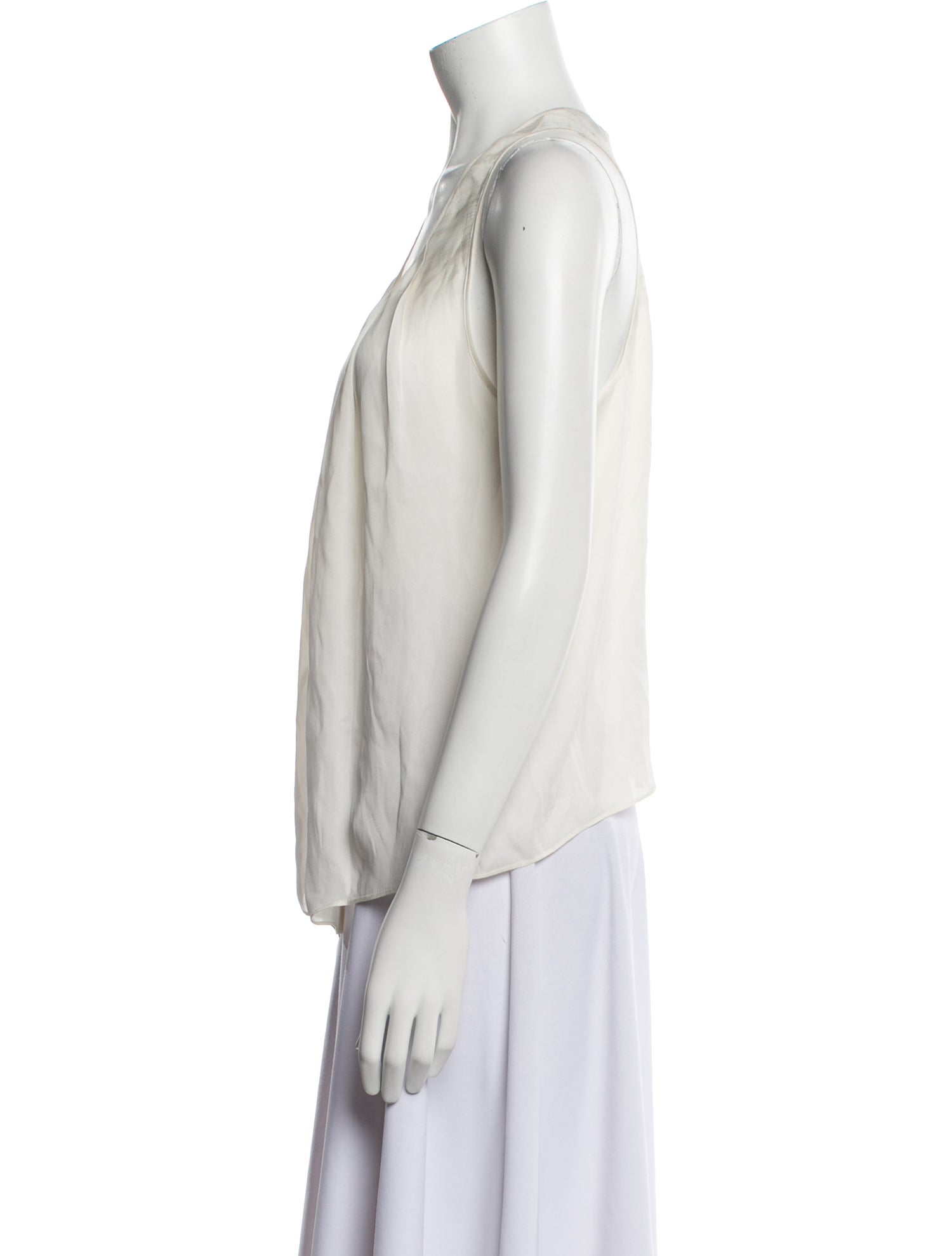 Olivier Theyskens Silk Scoop Neck Button-Up Top