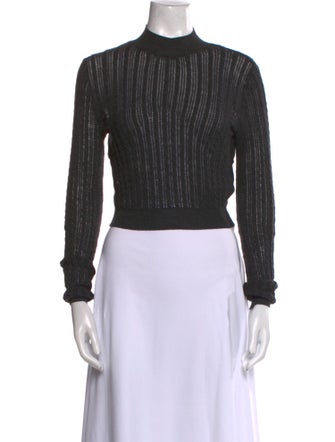 Olivier Theyskens Merino Wool Mock Neck Crop Top