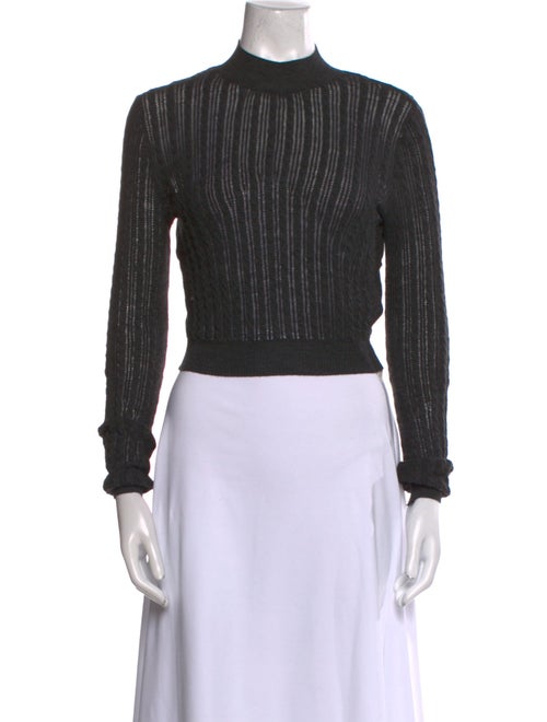 Olivier Theyskens Merino Wool Mock Neck Crop Top