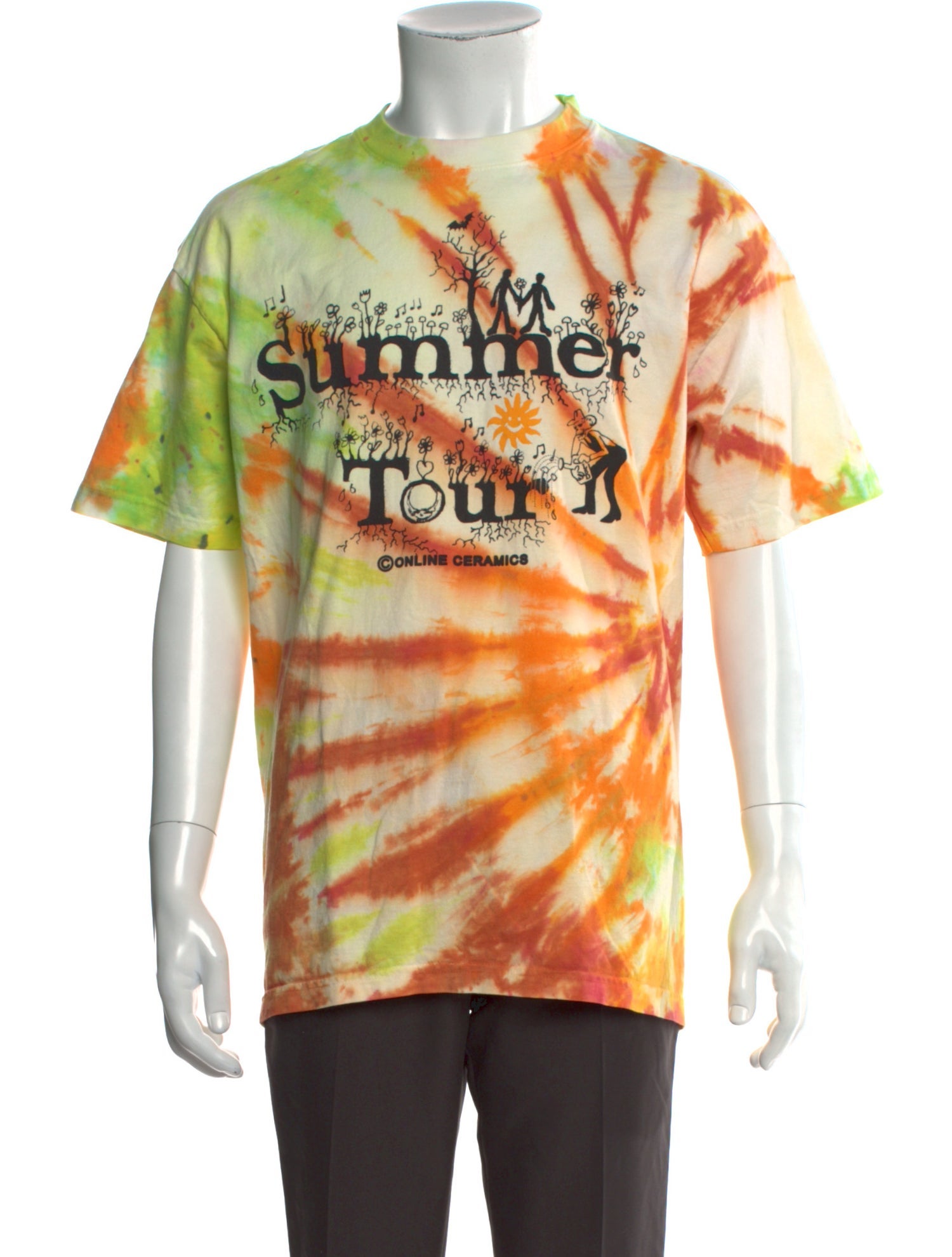 Online Ceramics Tie-Dye Print Crew Neck Henley