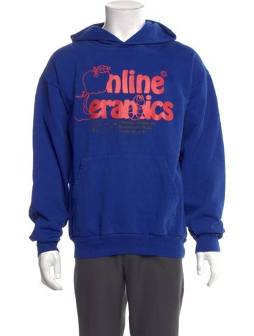Pre-owned Online Ceramics Graphic Print Crew Neck Hoodie In Blue