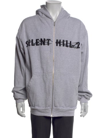 Pre-owned Online Ceramics Graphic Print Crew Neck Hoodie In Gray