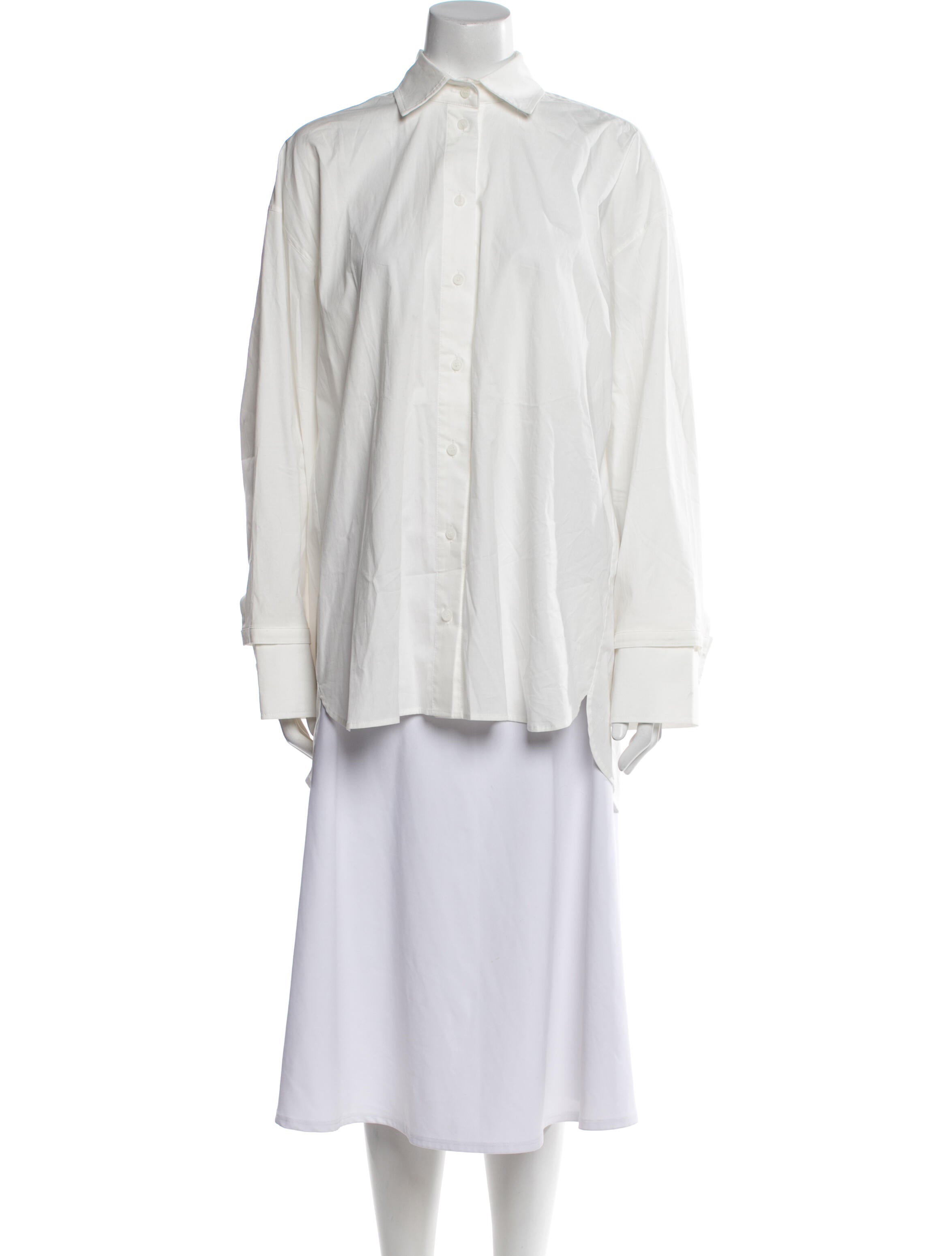 Olēnich Mock Neck Long Sleeve Button-Up Top