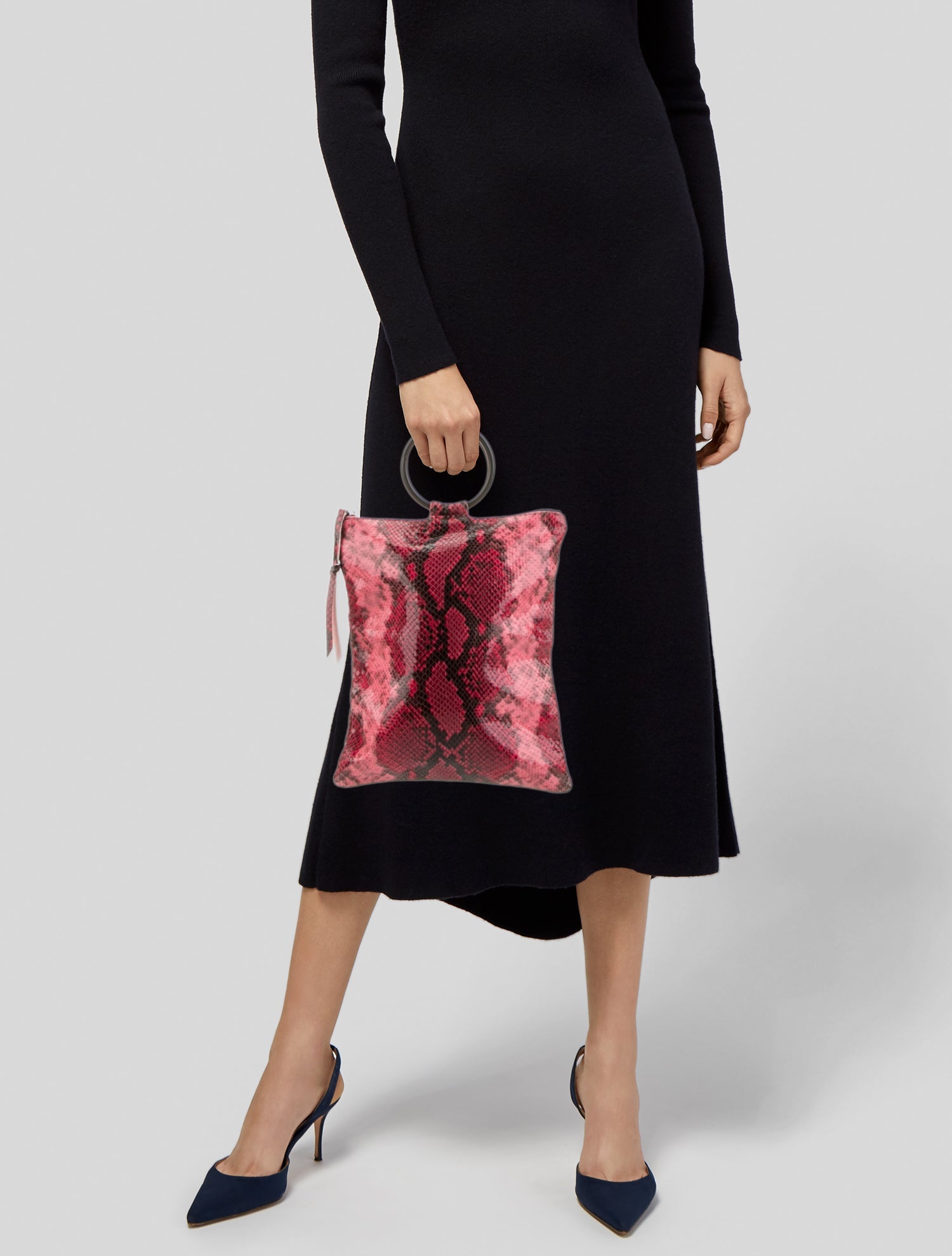 Oliveve Embossed Leather Top Handle Bag