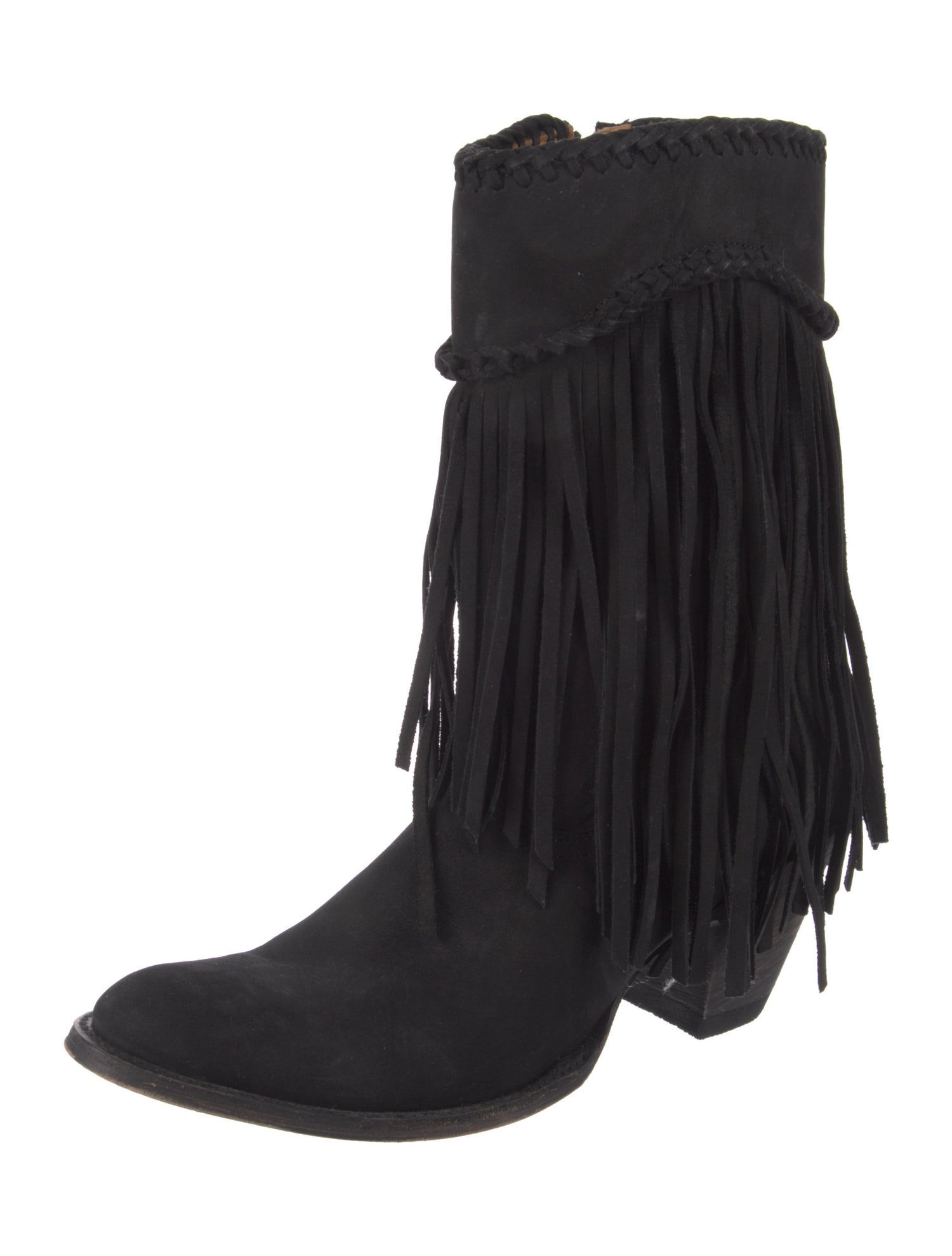 Old Gringo Suede Fringe Trim Accent Western Boots
